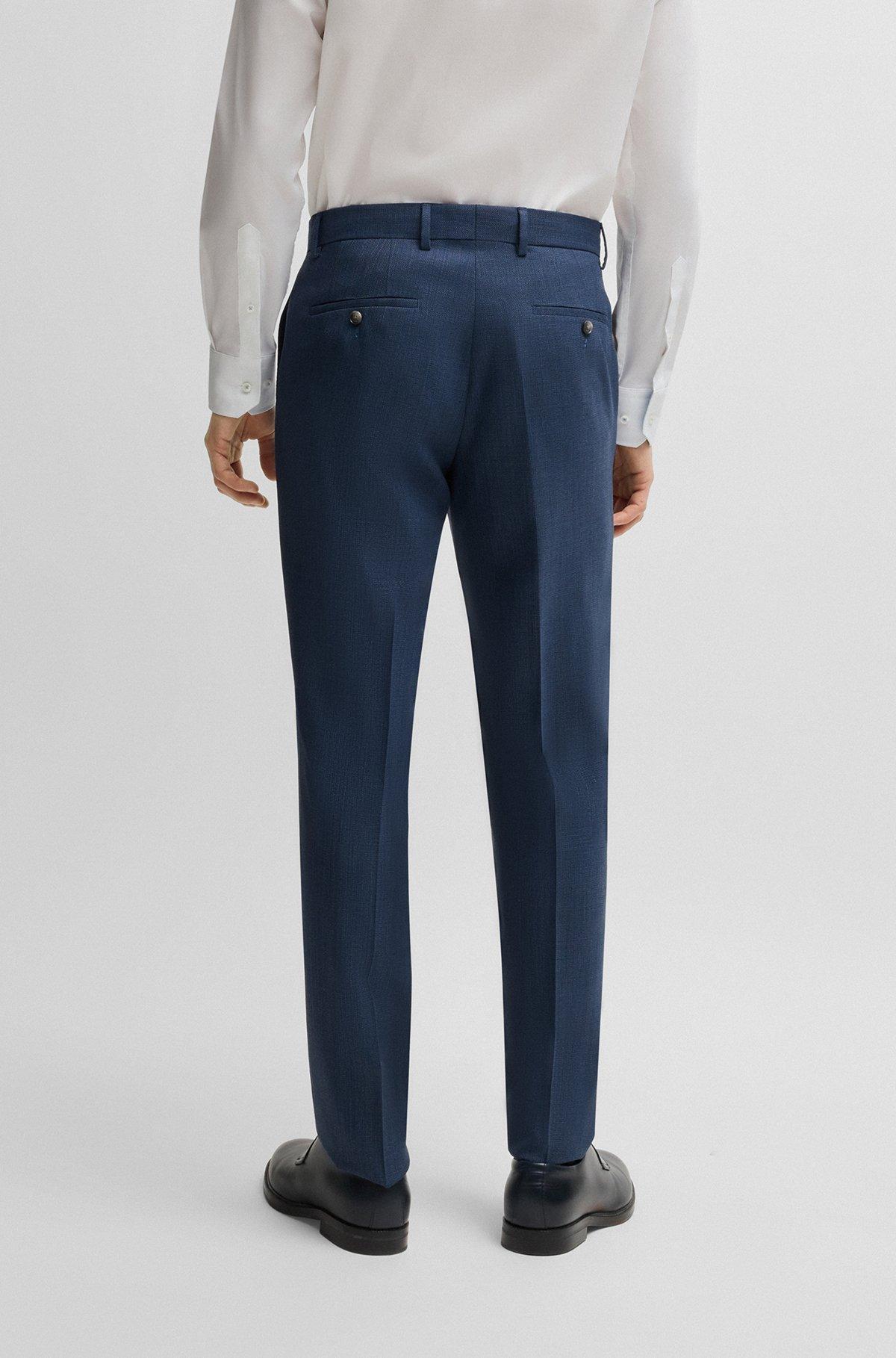 BOSS - Slim-fit three-piece suit in patterned wool - Blue Product Image