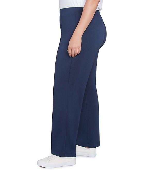 Ruby Rd. Plus Size Double Knit Pintuck Detail Pull-On Flare Leg Pants Product Image