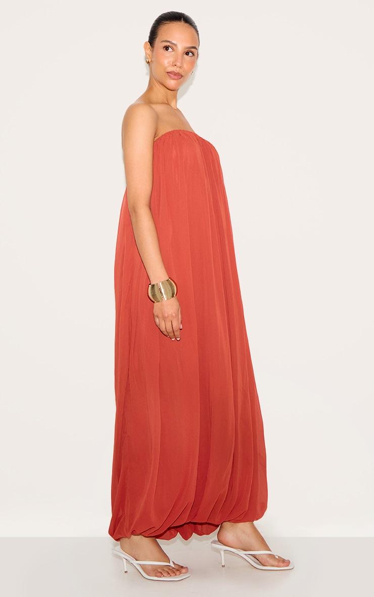  Petite Rust Bandeau Chiffon Puffball Maxi Dress Product Image