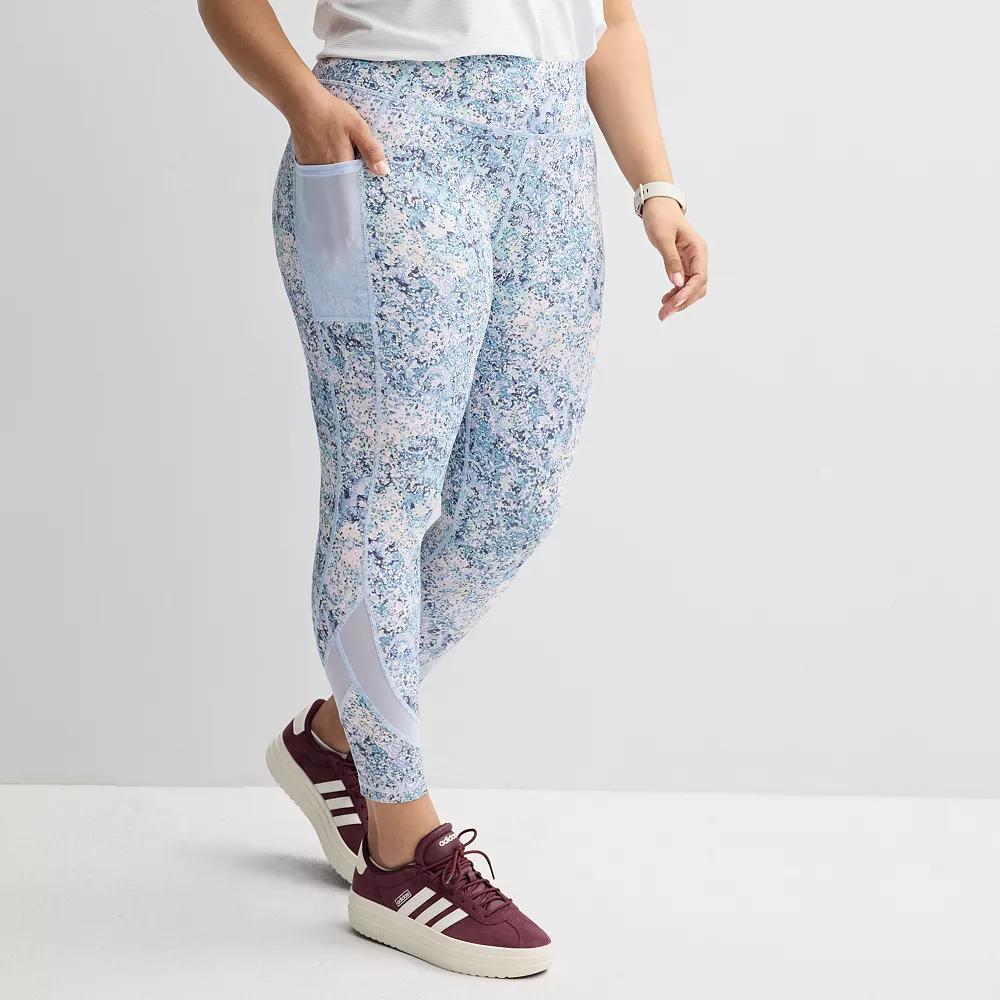 Plus Size Tek Gear Ultrastretch Mesh Pieced 7/8 Leggings, Womens Product Image