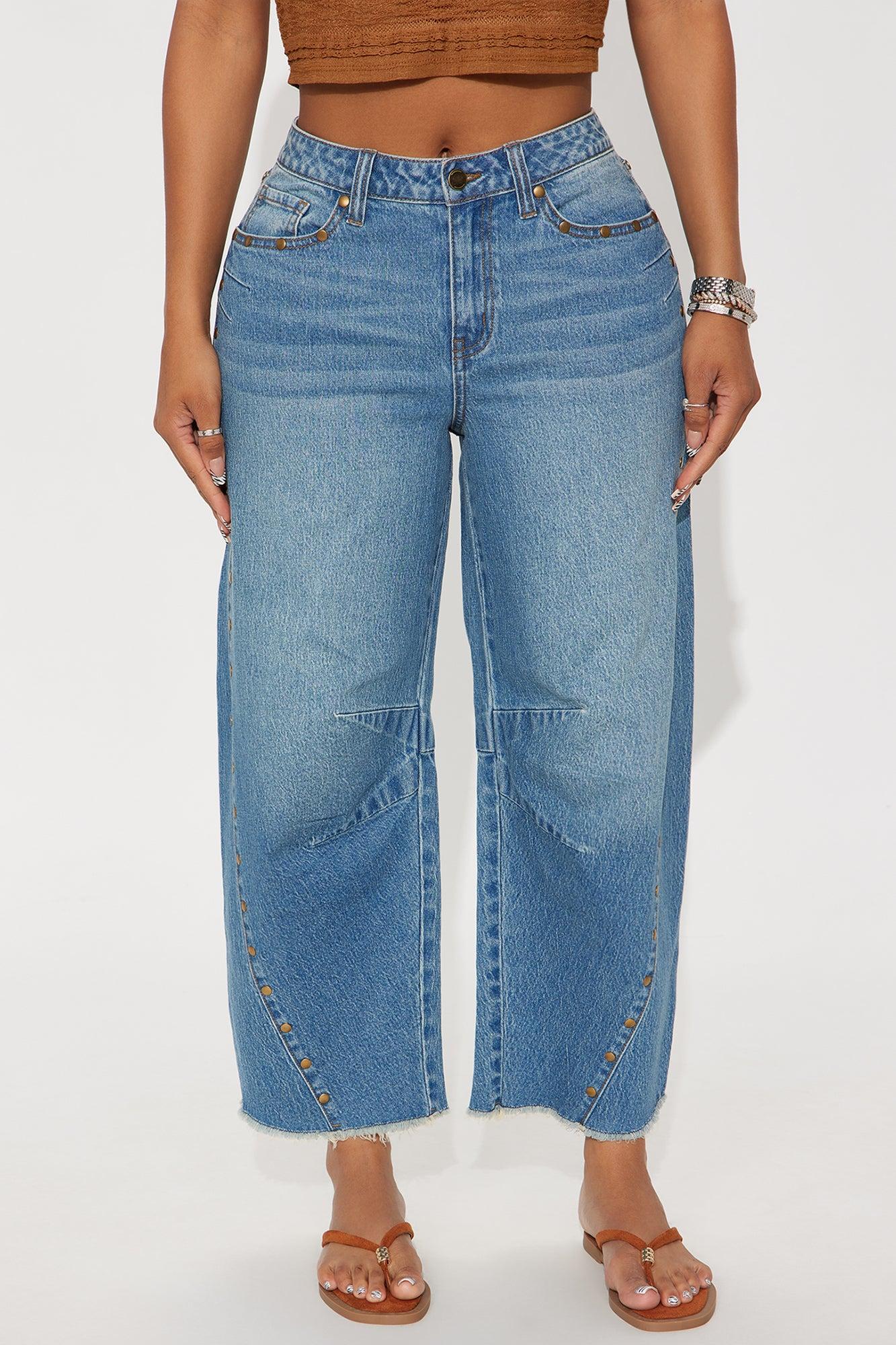 Best In Show Barrel Leg Jeans - Medium Wash Female Product Image