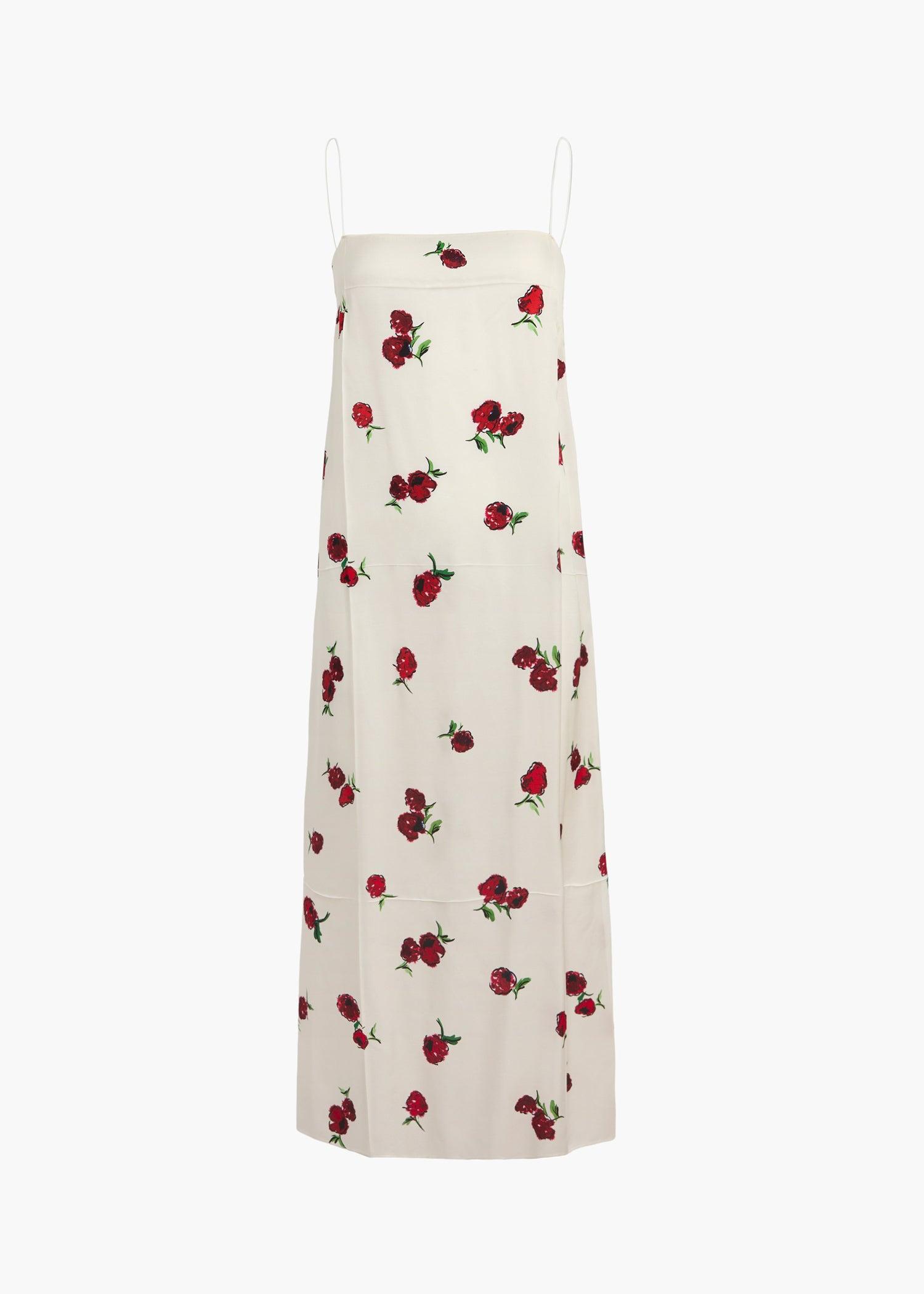 Sicily Dress in Cream with Raspberry Print Product Image