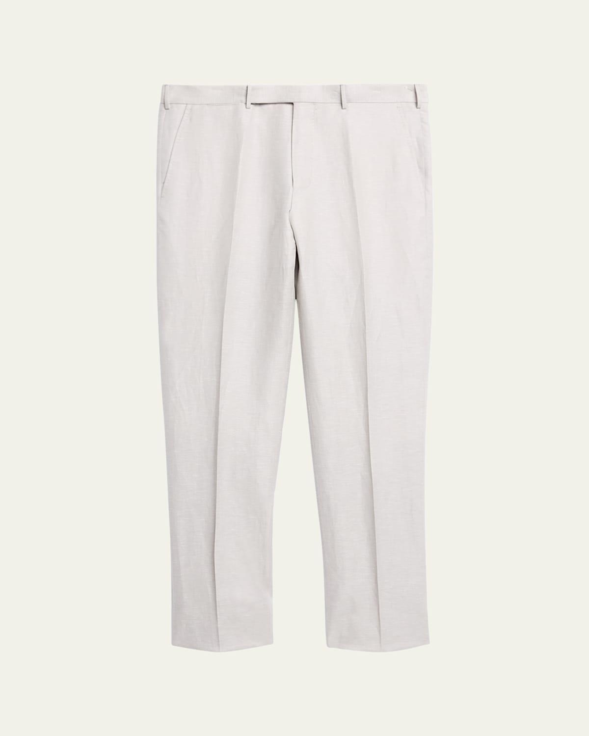 Mens Wool Linen Flat-Front Trousers Product Image