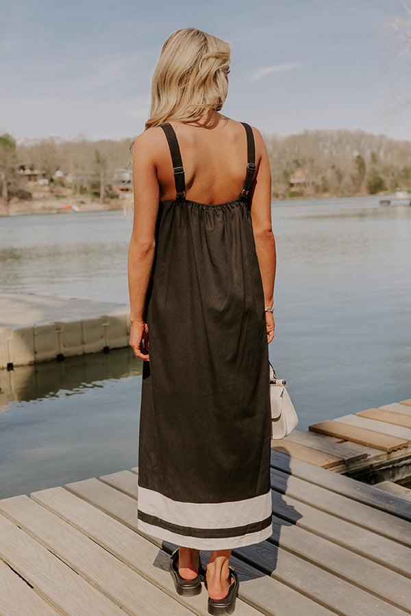 Beachside Bliss Linen-Blend Midi Dress in Black Product Image