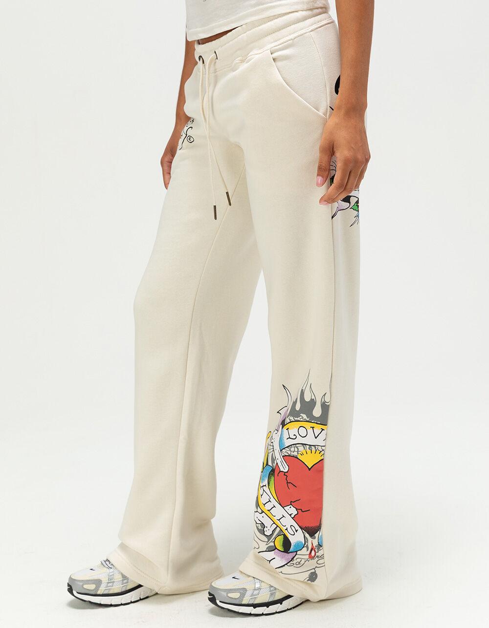 ED HARDY Love Kills Womens Sweatpants - IVORY Product Image