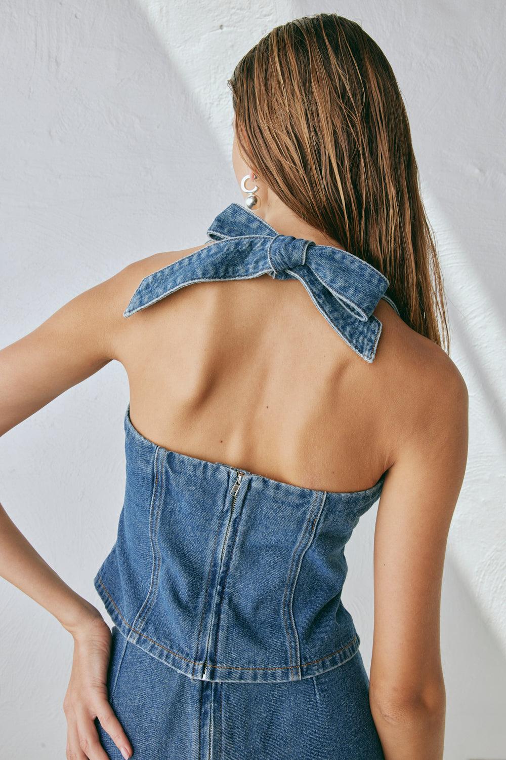 Anna Denim Top Blue Product Image