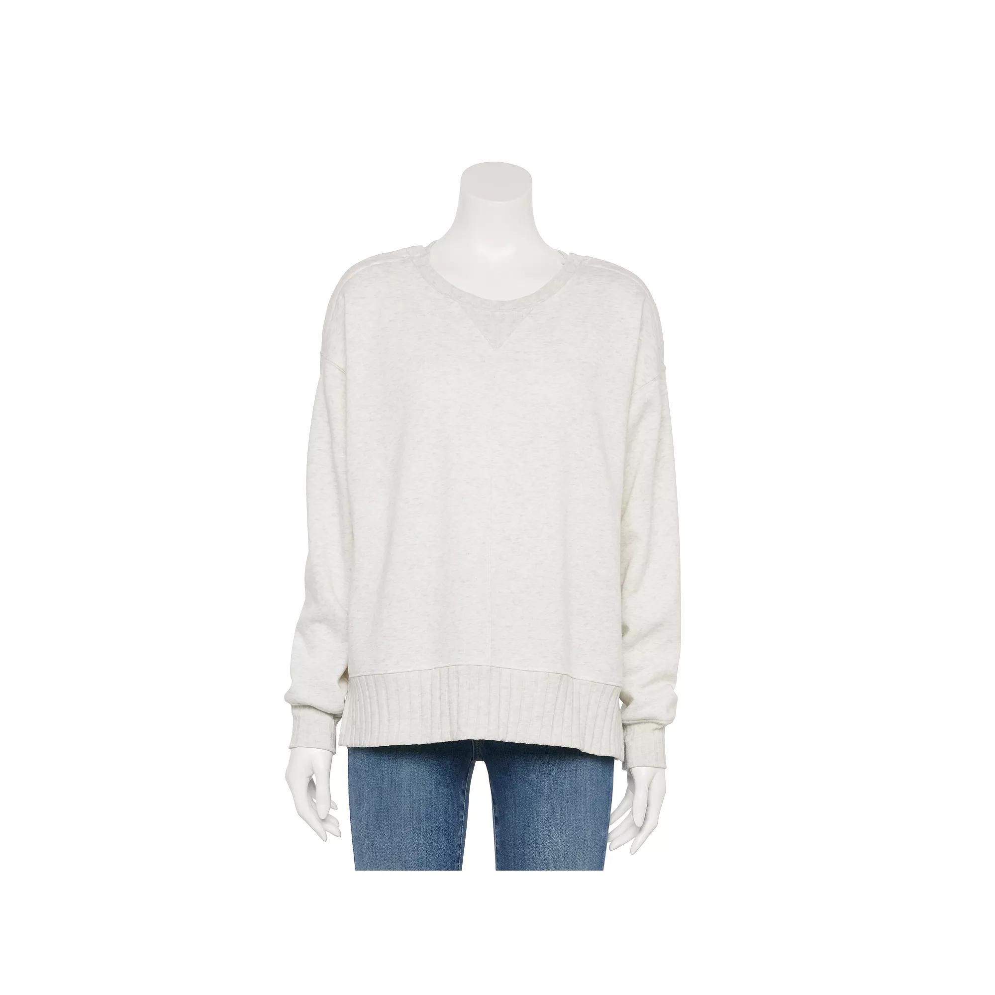 Women's Sonoma Goods For Life® Adaptive Crewneck Sweatshirt, Size: Large, Dapple Grey Grey Product Image