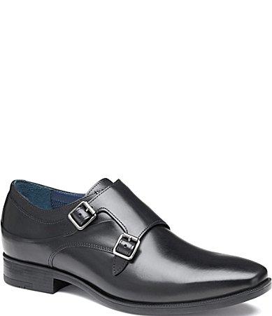 Johnston  Murphy Mens Gibbons Leather Double Buckle Monk Strap Plain Toe Oxfords feature Product Image