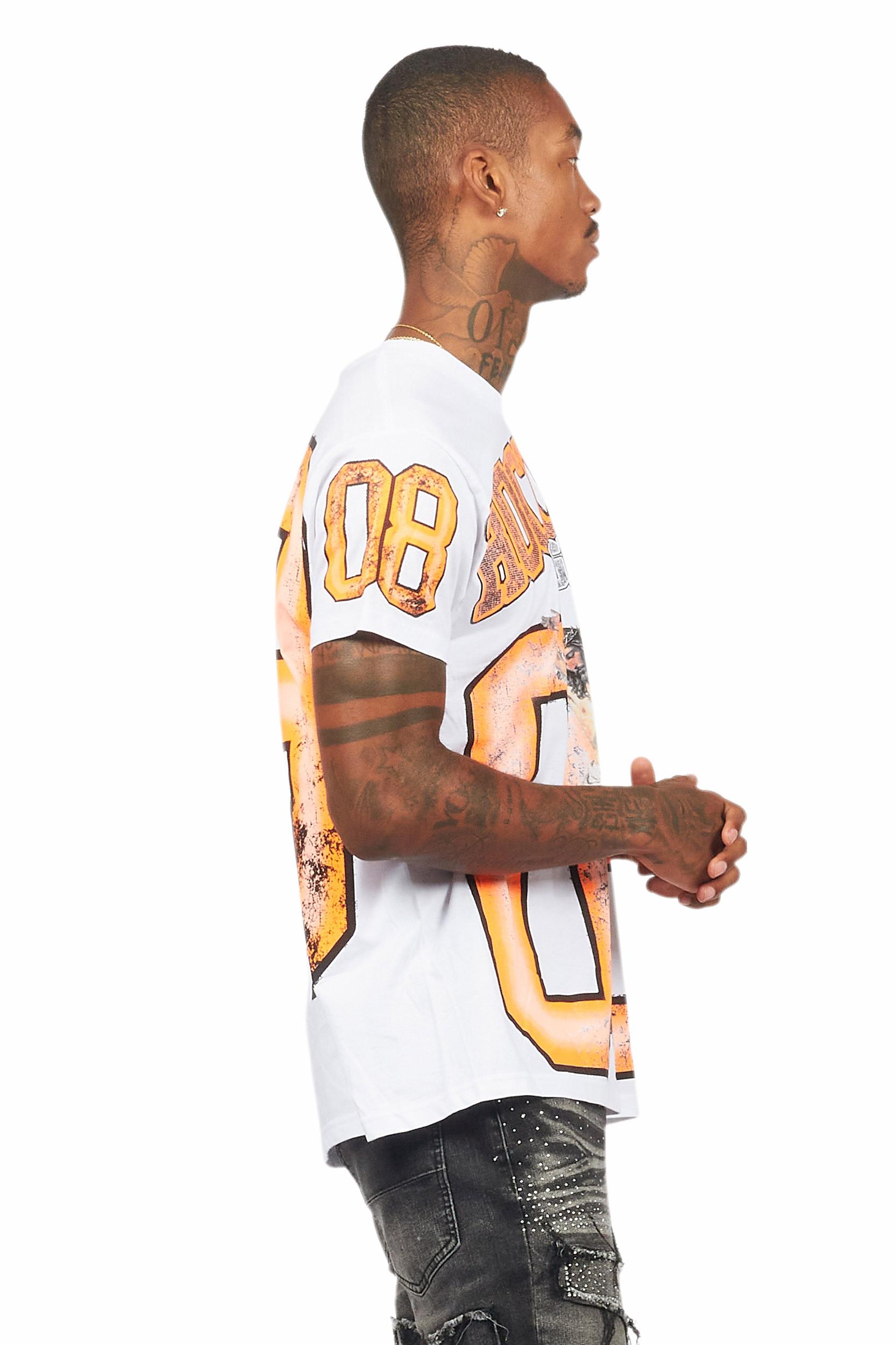 Fields White/Orange Oversized Graphic T-Shirt Male Product Image