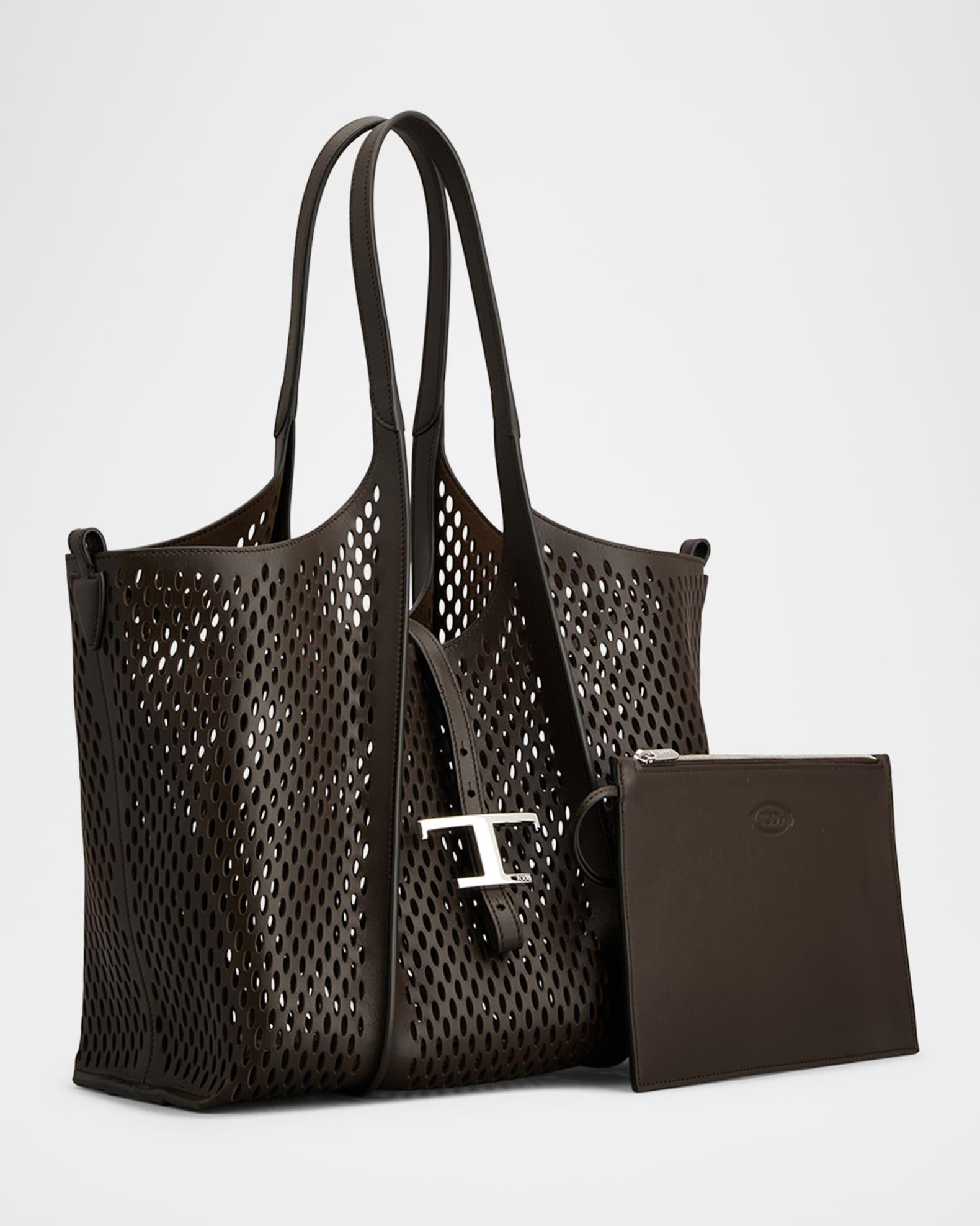 T Timeless Small Perforated Leather Tote Bag Product Image