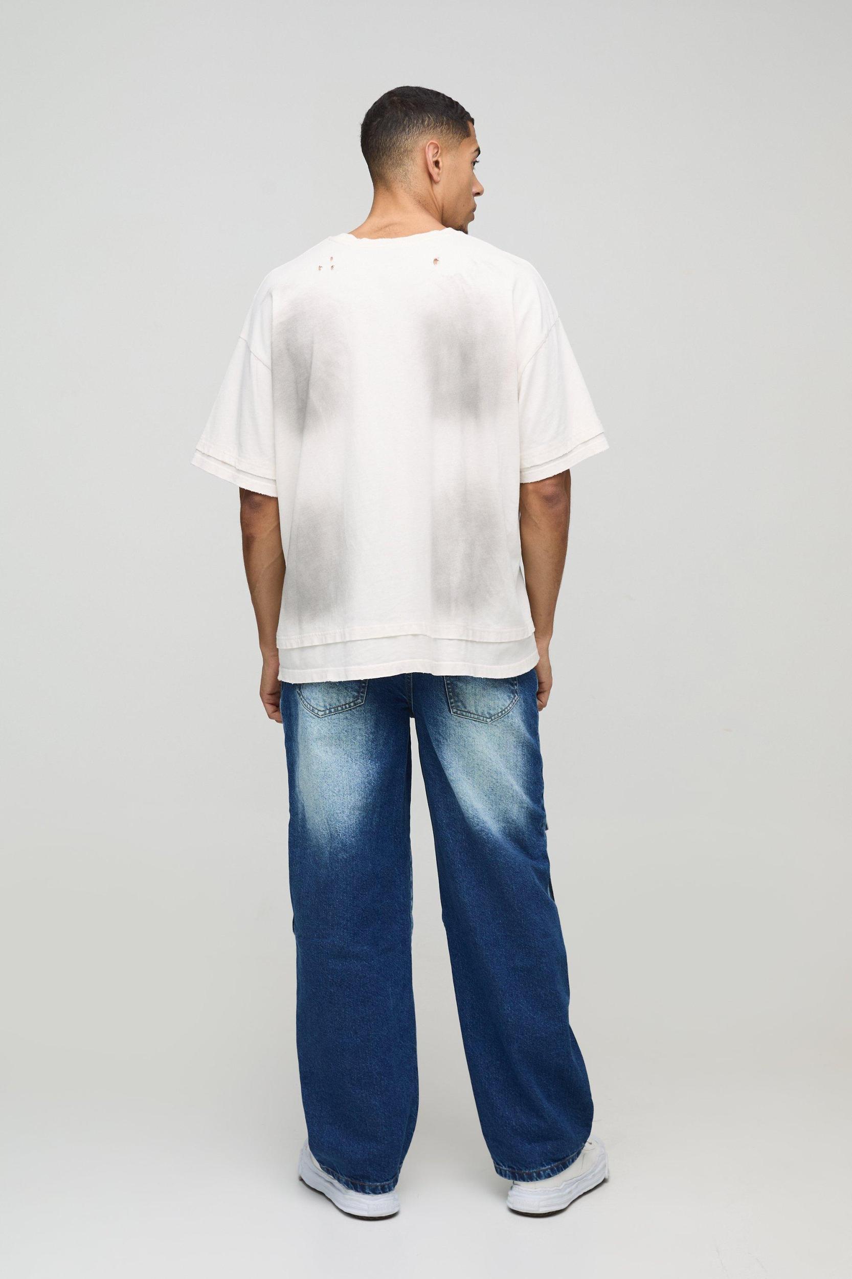 Relaxed Rigid Multi Pocket Cargo Denim Jeans | boohooMAN USA Product Image