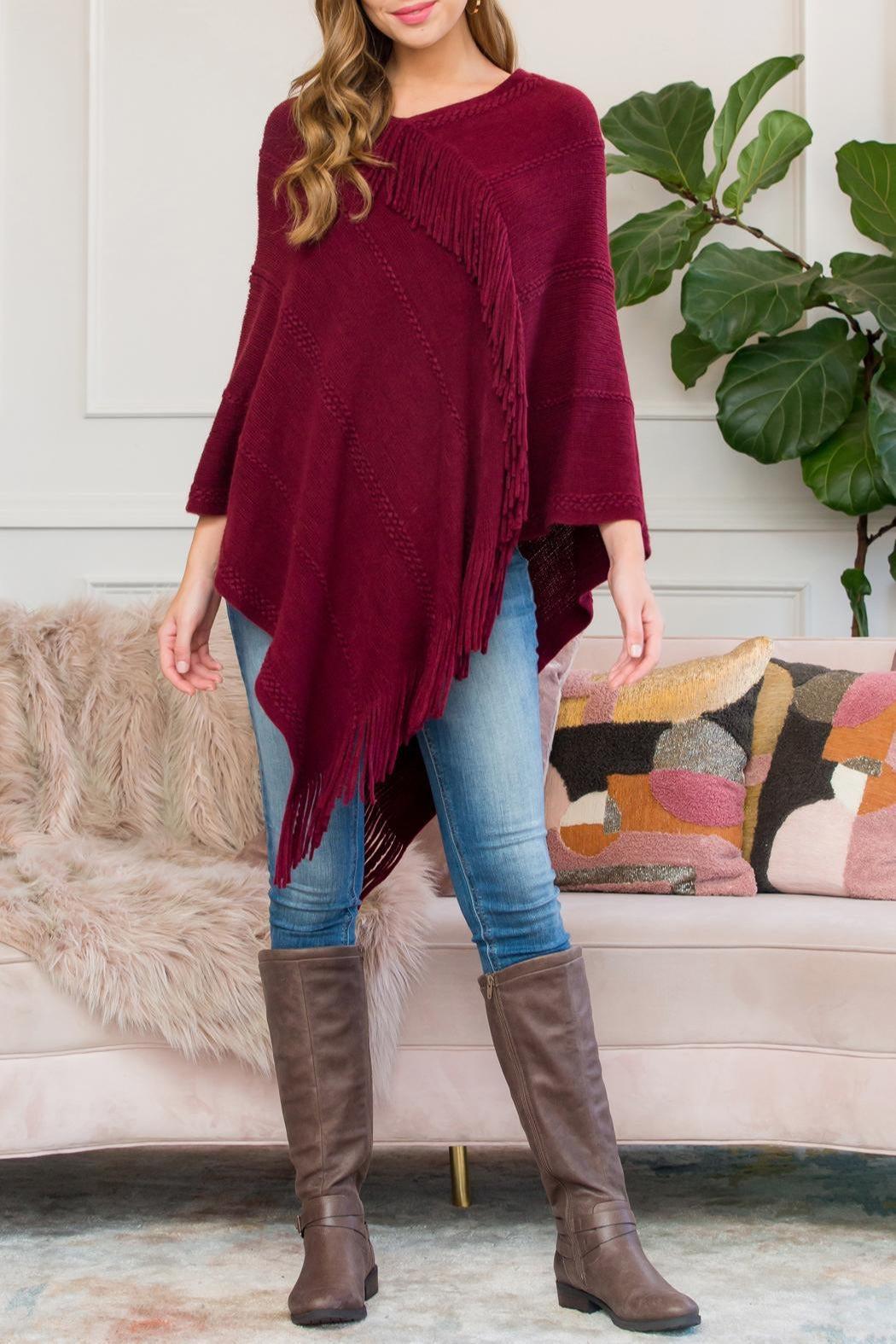 Asymmetric Fringe Poncho Product Image