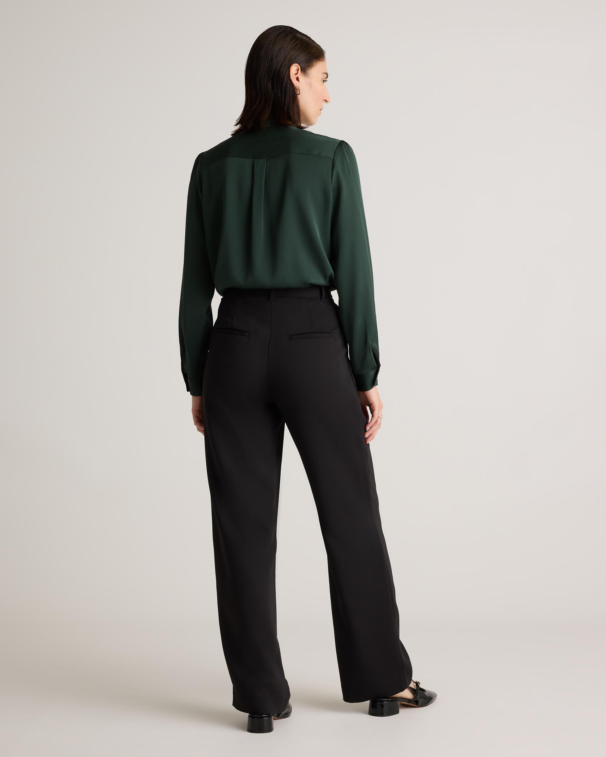 Quince | Women's Washable Stretch Silk Tie Neck Blouse Product Image