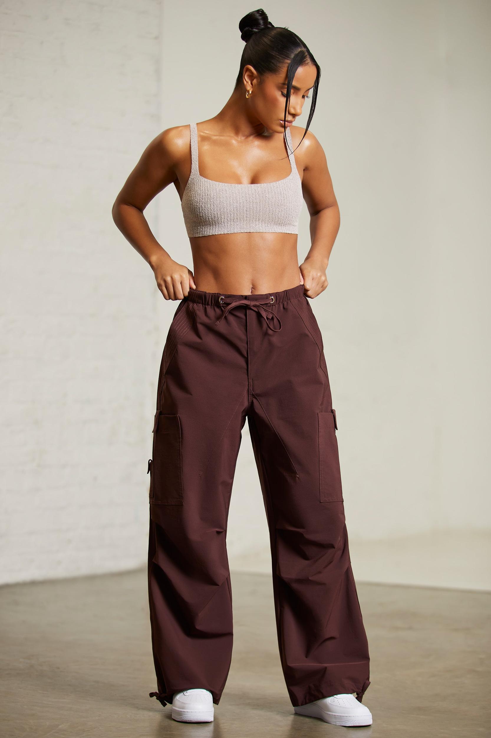 Wide Leg Cargo Trousers in Brown Female Product Image