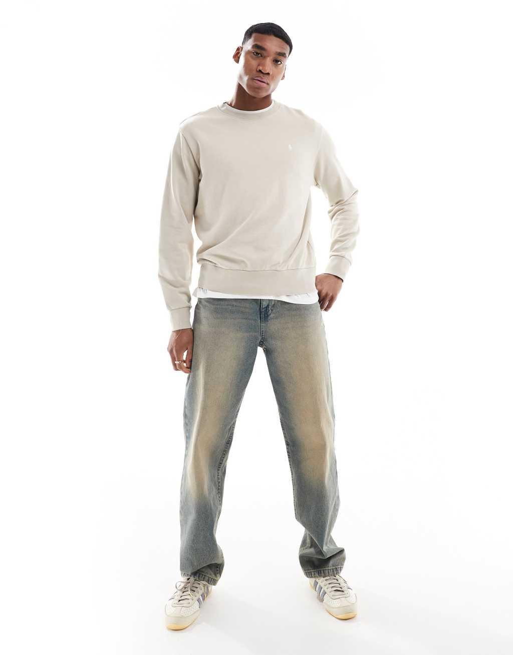 Polo Ralph Lauren icon logo loopback terry sweatshirt in stone Product Image