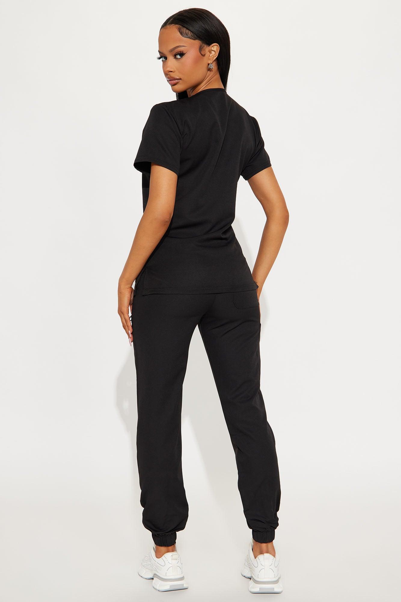 On The Daily 4 Way Stretch Scrub Uniform Jogger Set - Black Product Image