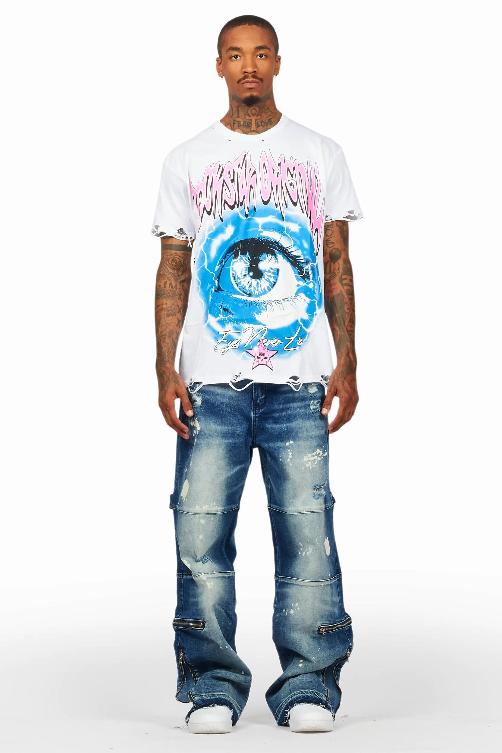 Pello White/Blue T-Shirt & Grib Baggy Fit Jean Bundle Male Product Image