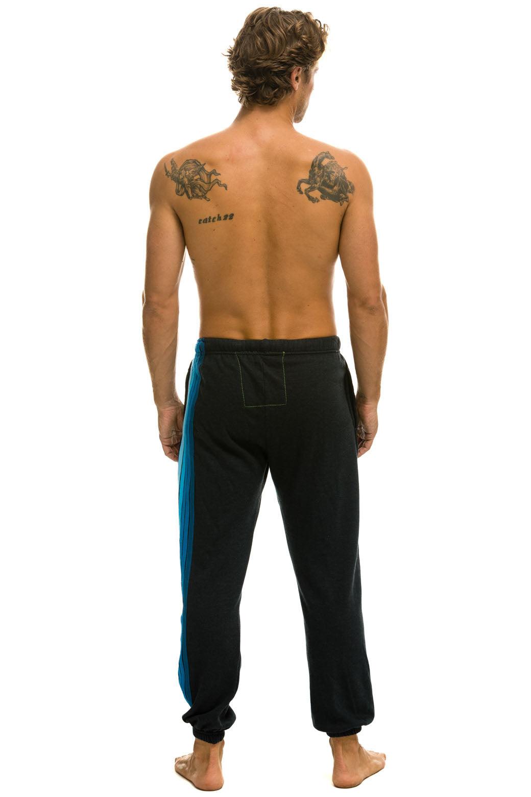 5 STRIPE SWEATPANTS - CHARCOAL // BLUE Male Product Image
