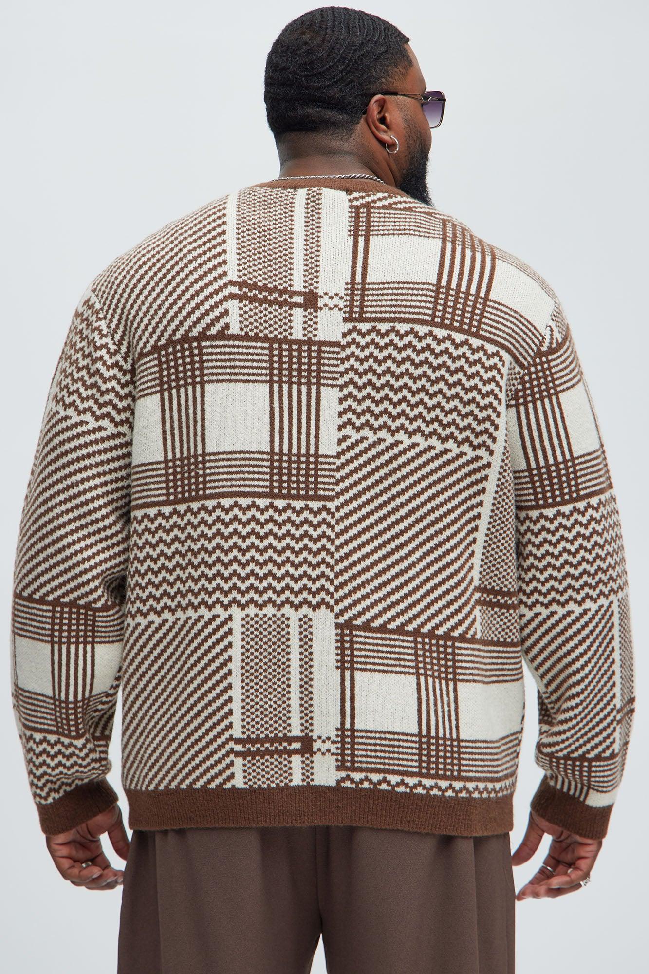 Mixed Lines Cozy Crewneck Sweater - Cream/combo Product Image