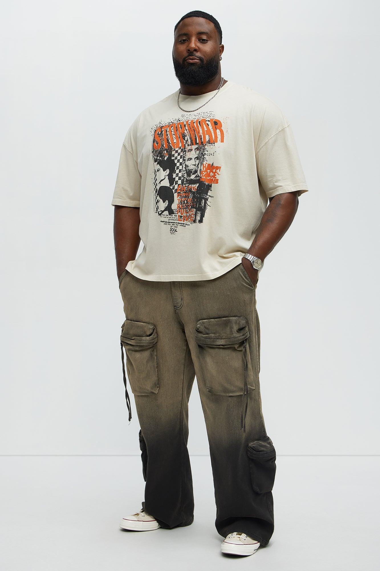 Stop War Live Now Oversized Short Sleeve Tee - Cream Male Product Image