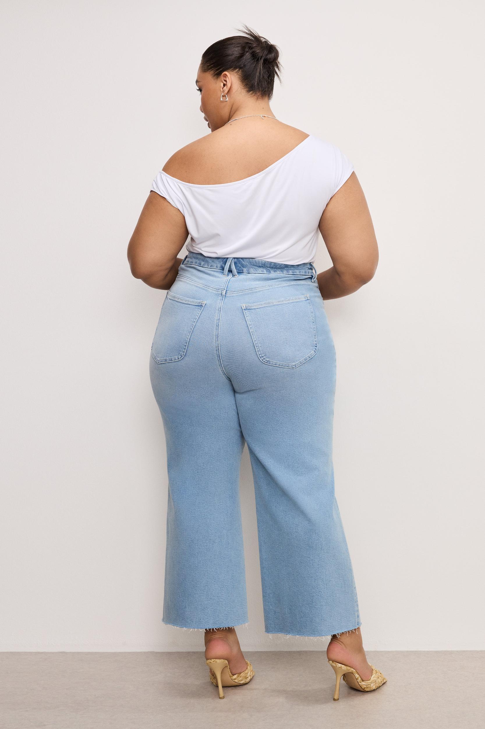 GOOD WAIST PALAZZO CROP COMPRESSION JEANS | INDIGO862 Product Image