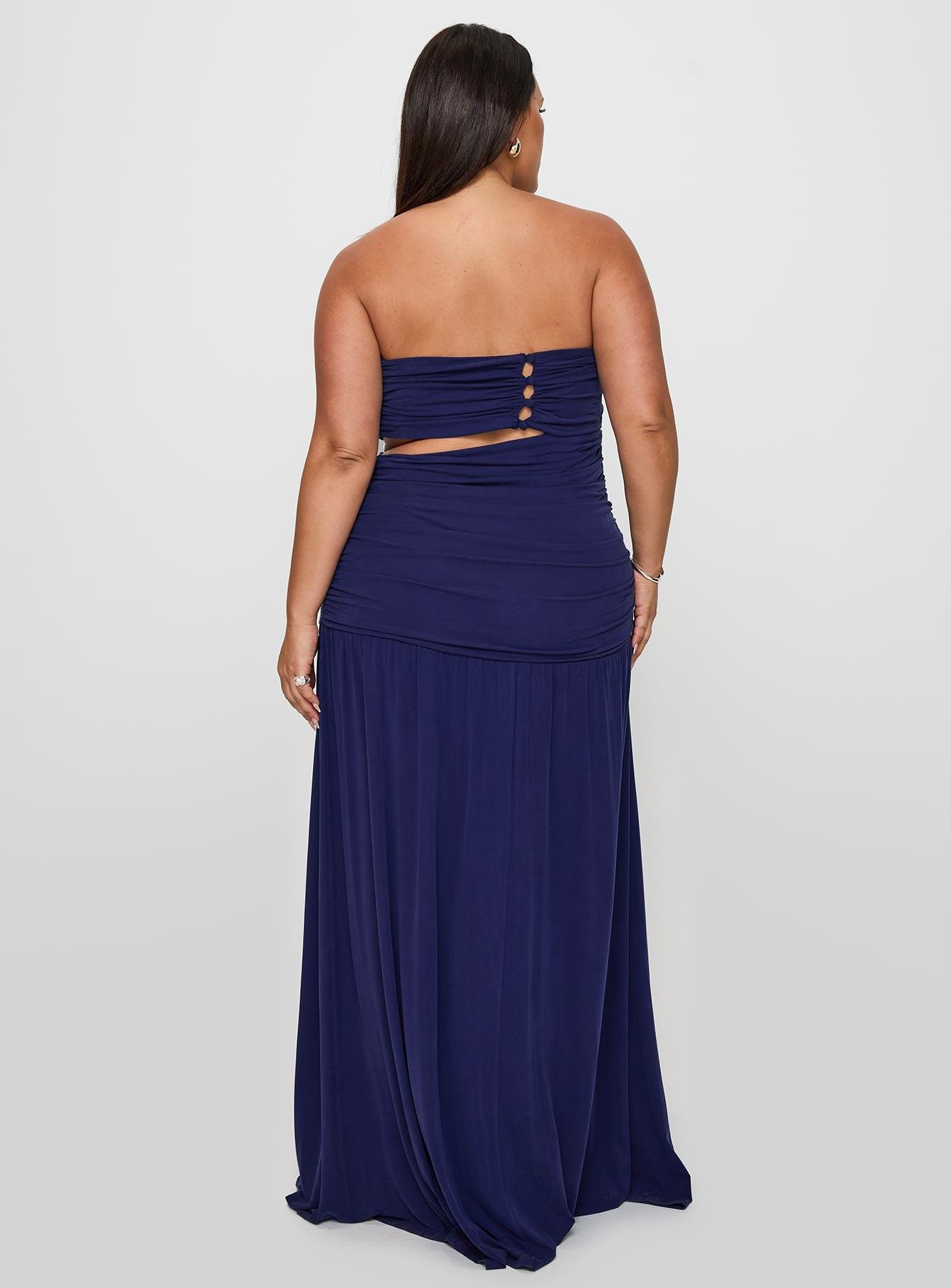 Grandeur Strapless Maxi Dress Navy Curve Product Image