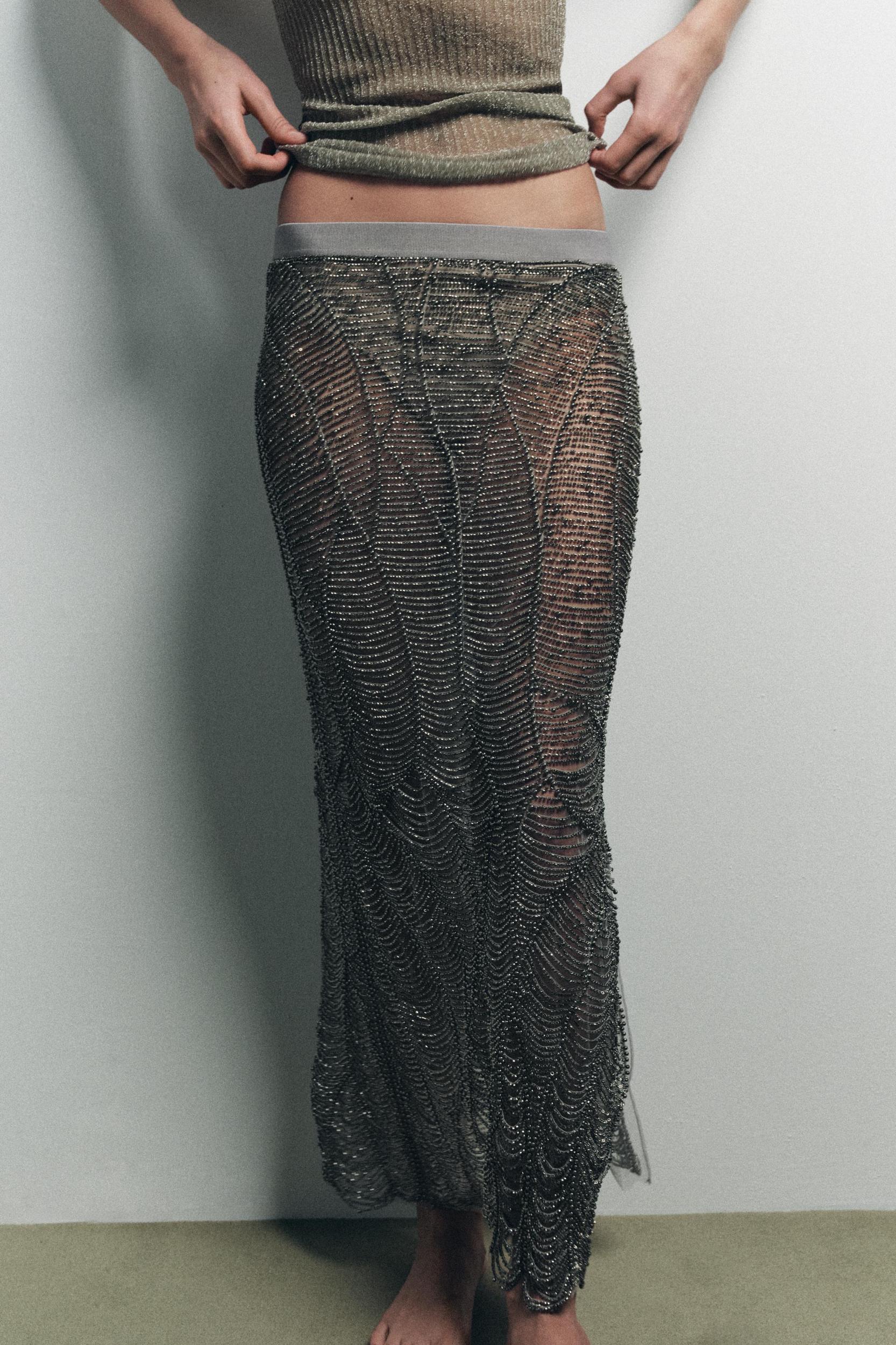 SHEER BEADED SKIRT Product Image