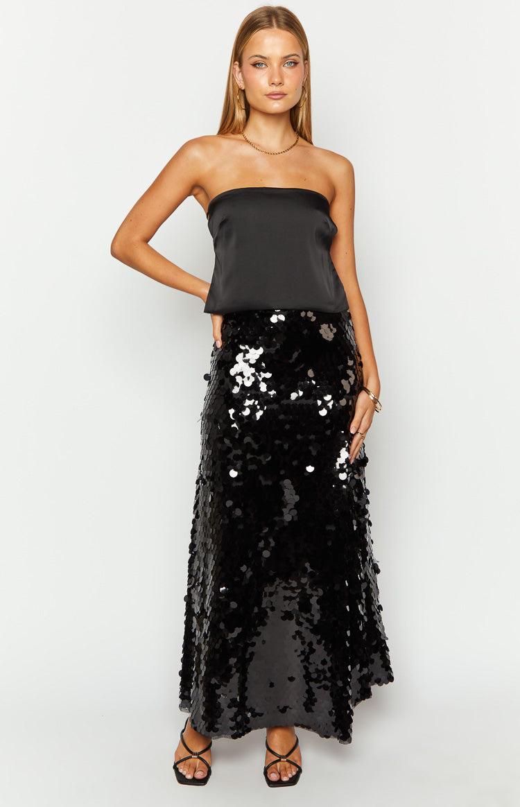Genevieve Black Sequin Maxi Skirt Product Image