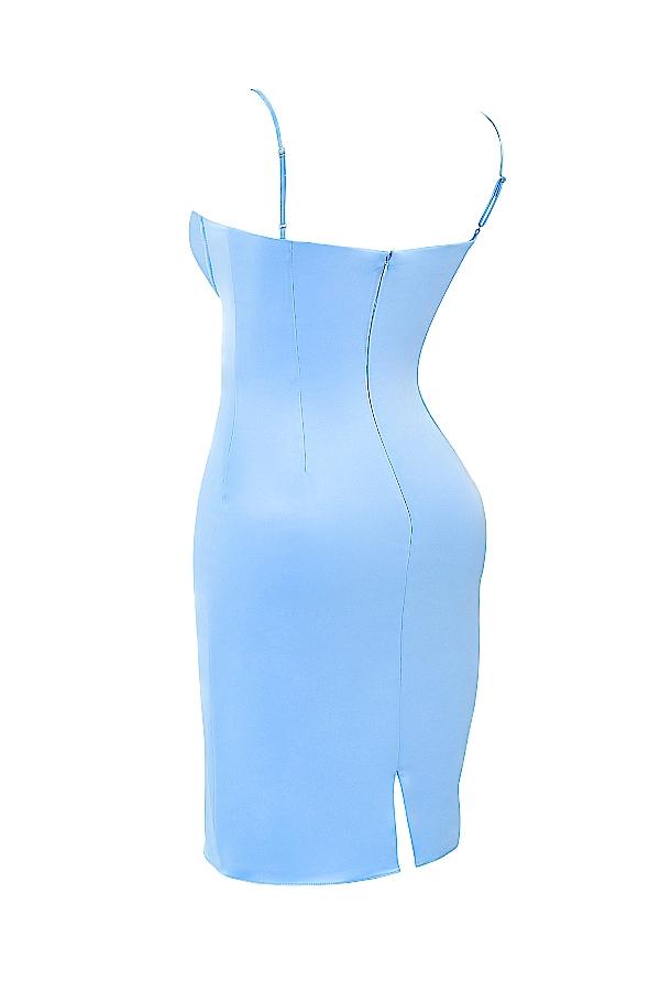 Jamiah  soft blue satin midi dress Product Image