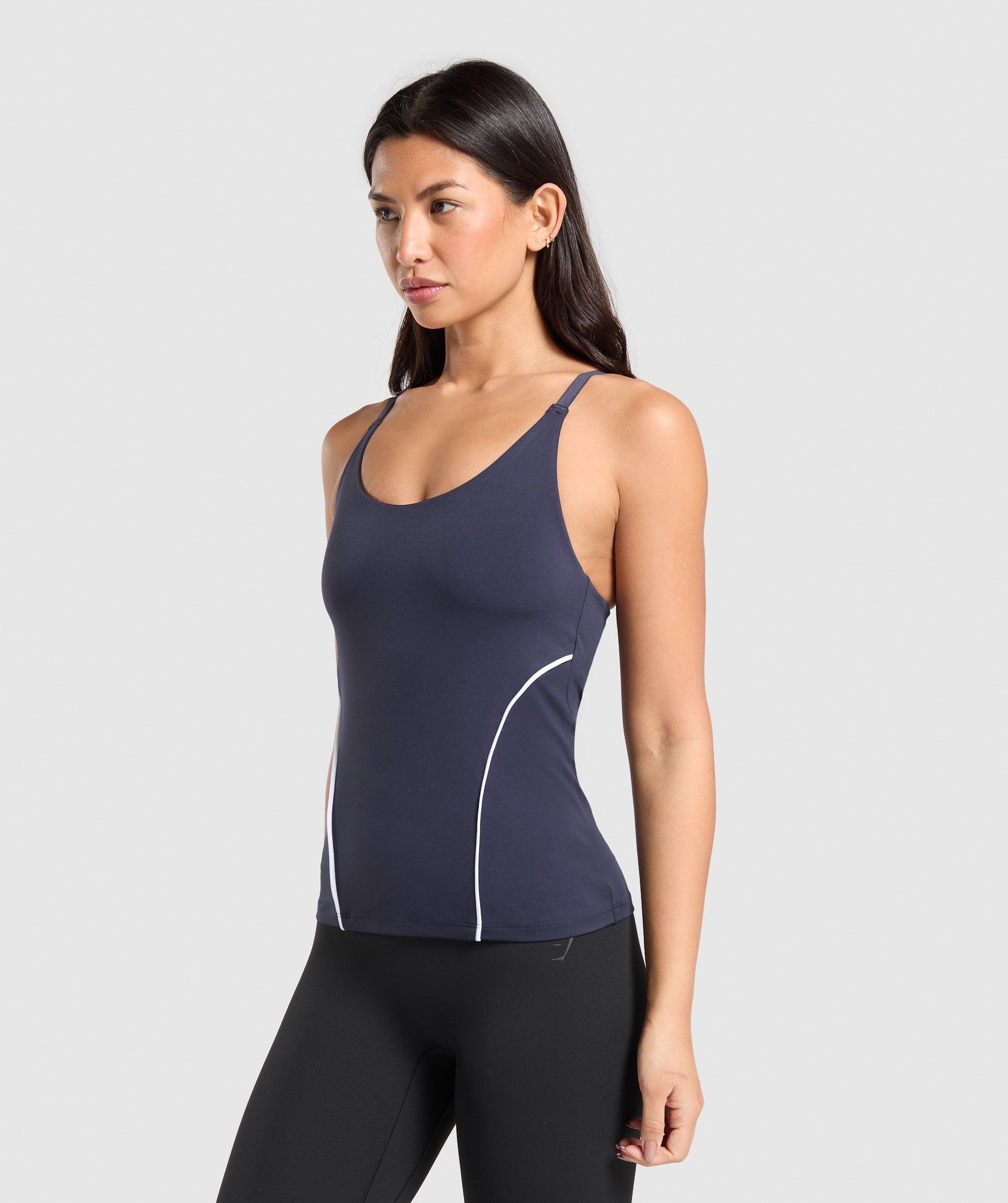 Gymshark Contour Stitch Tank with Shelf - Heavy Blue Female Product Image