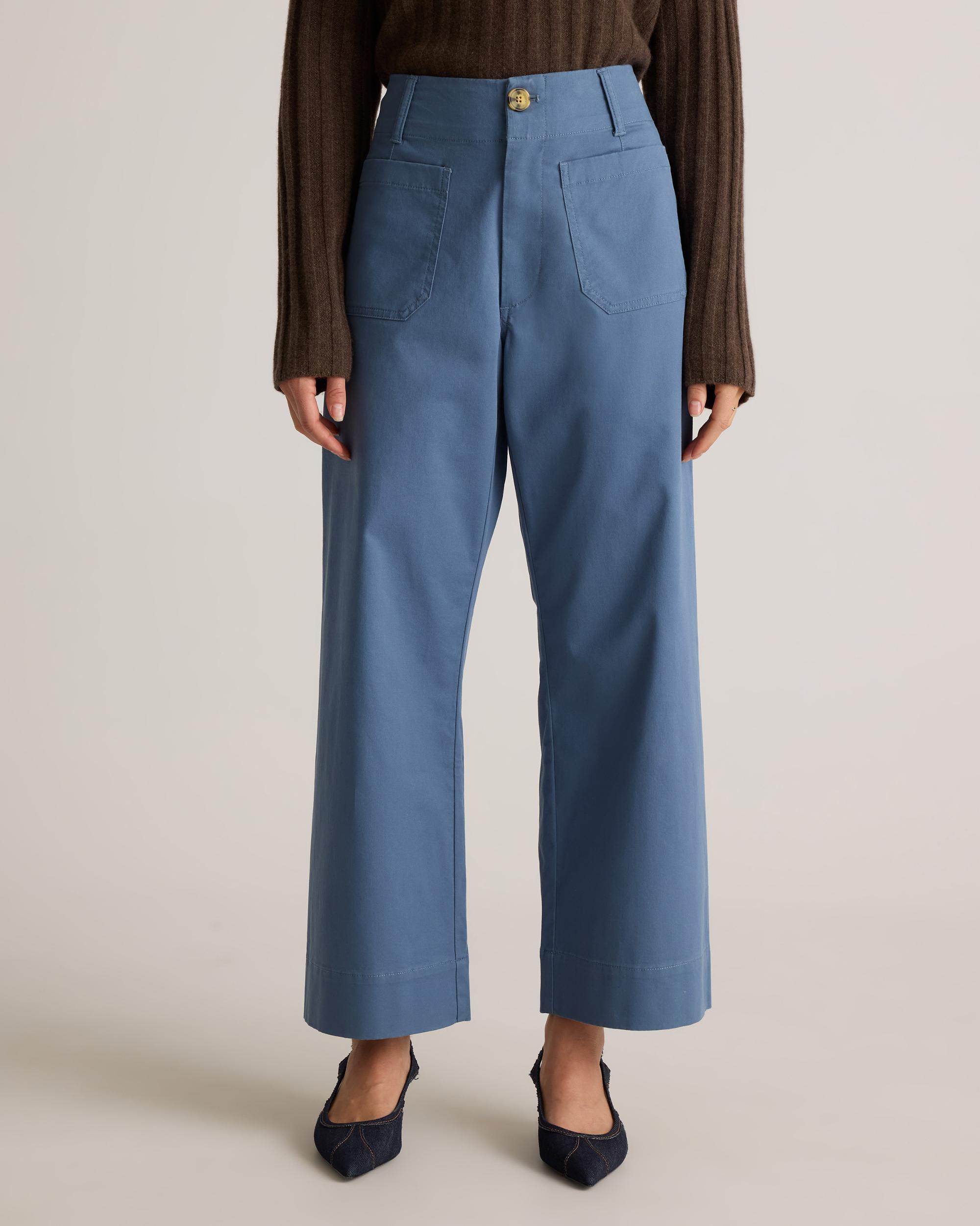 Quince | Women's Organic Stretch Cotton Chino Cropped Wide Leg Pants Organic Cotton Product Image