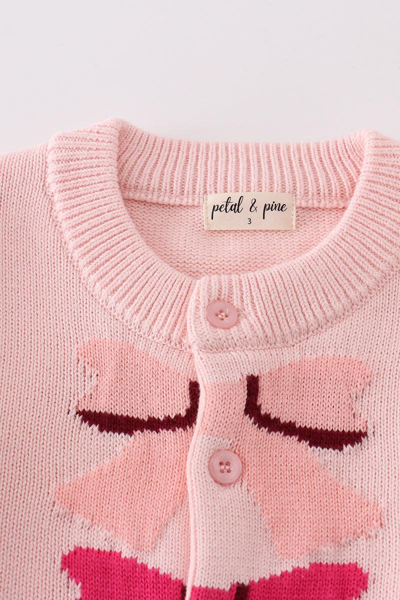 Pink bow tie cardigan sweater Product Image