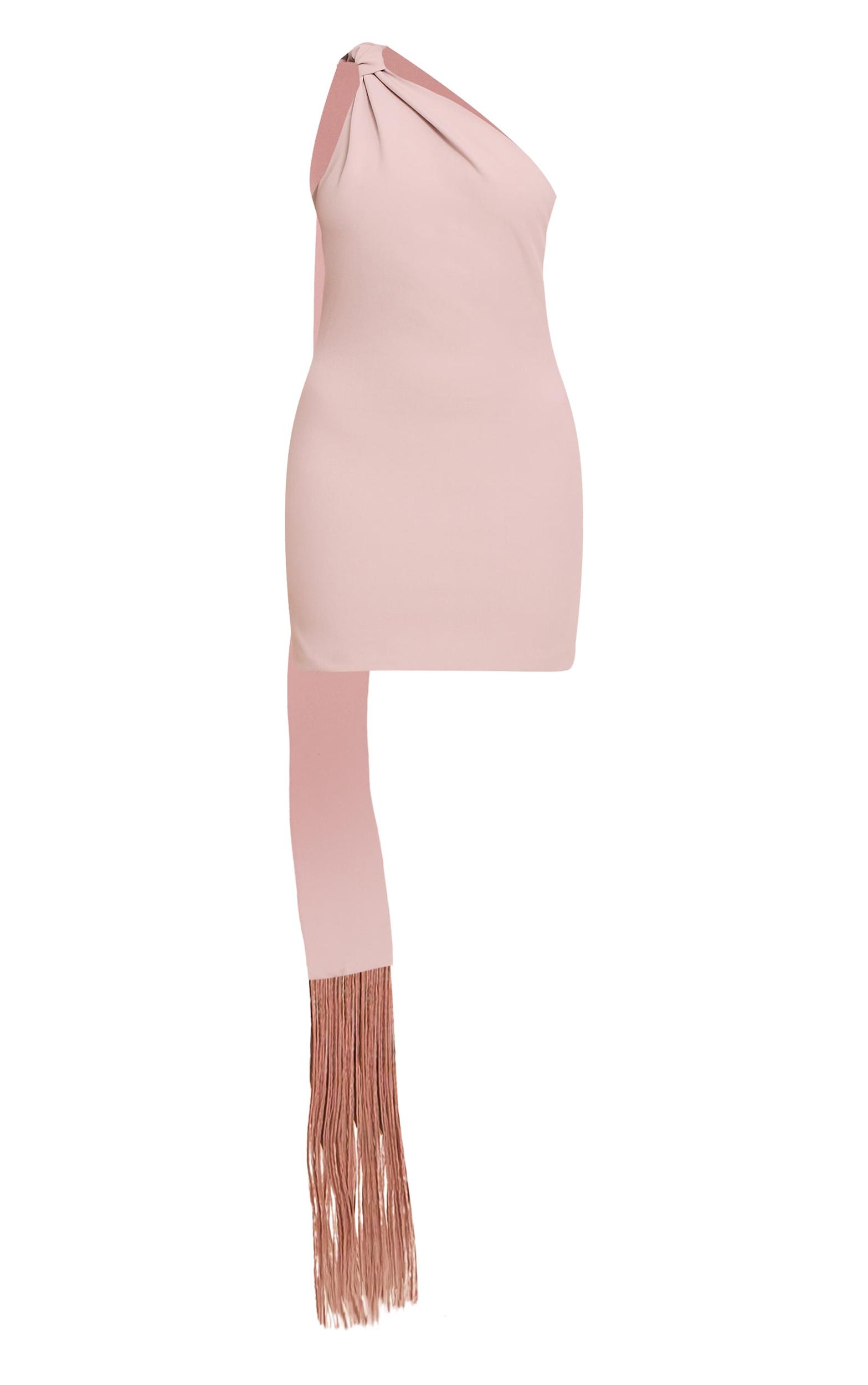 Taupe Woven Fringe Scarf Detail Mini Dress Product Image