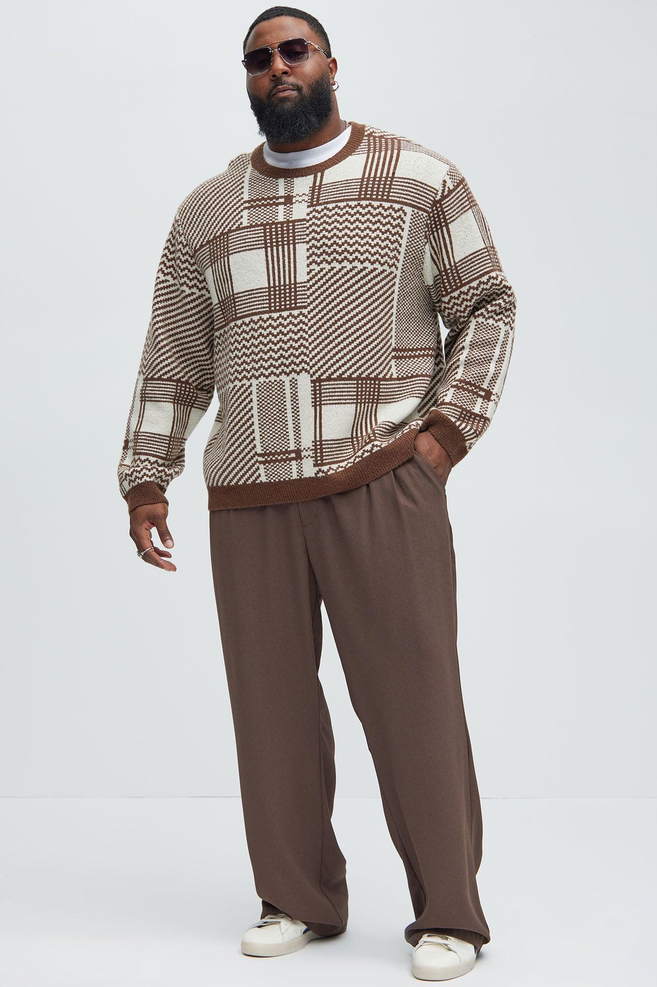 Mixed Lines Cozy Crewneck Sweater - Cream/combo Product Image