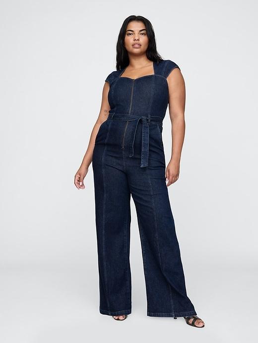 Belted Denim Jumpsuit Product Image