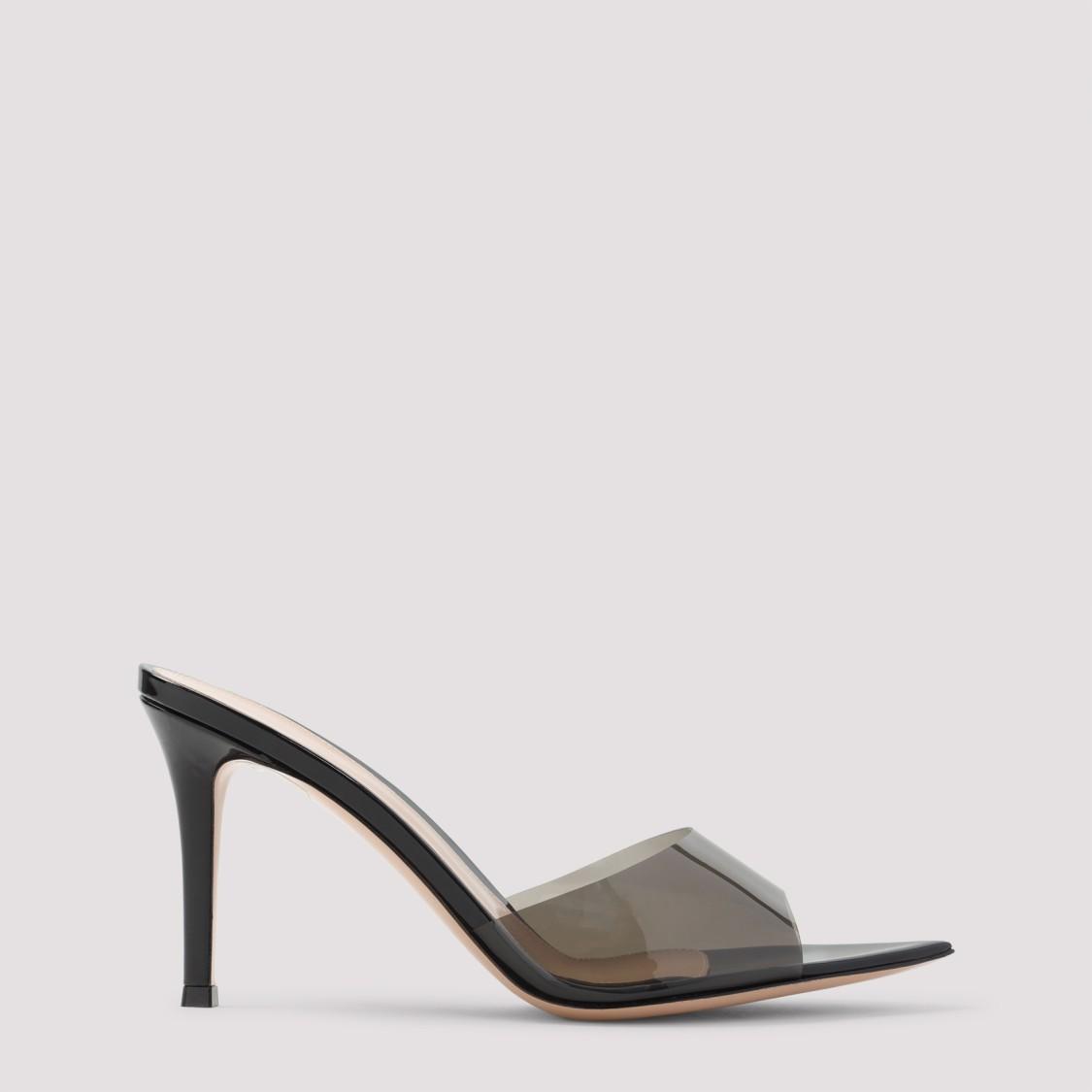 GIANVITO ROSSI Elle 85 Pvc And Patent-leather Mules In Black Product Image
