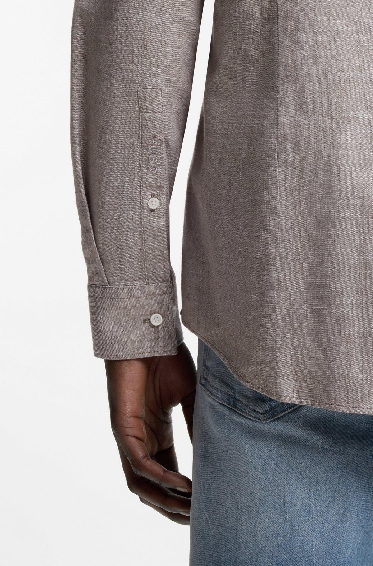Slim-fit shirt in cotton and linen Product Image