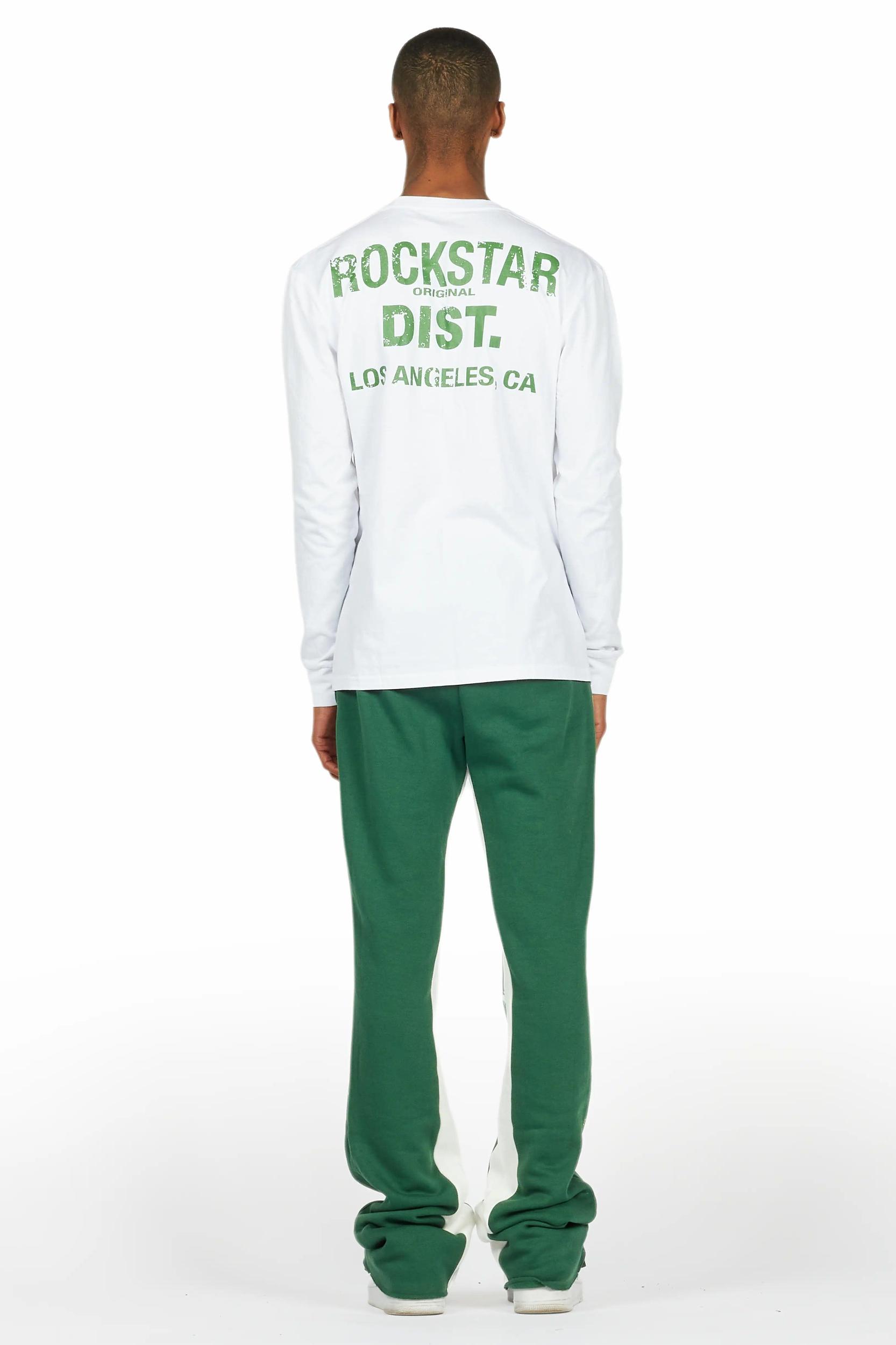 Bert White/Green Long Sleeve T-Shirt/Baggy Pant Set Male Product Image