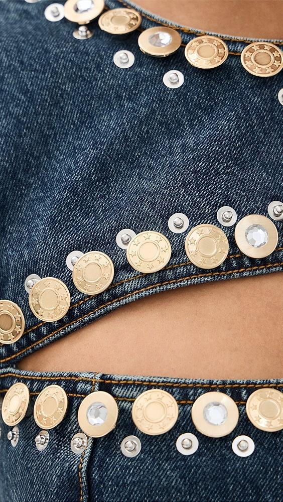 AREA Crystal Button Studded Slit Mini Dress | Shopbop Product Image