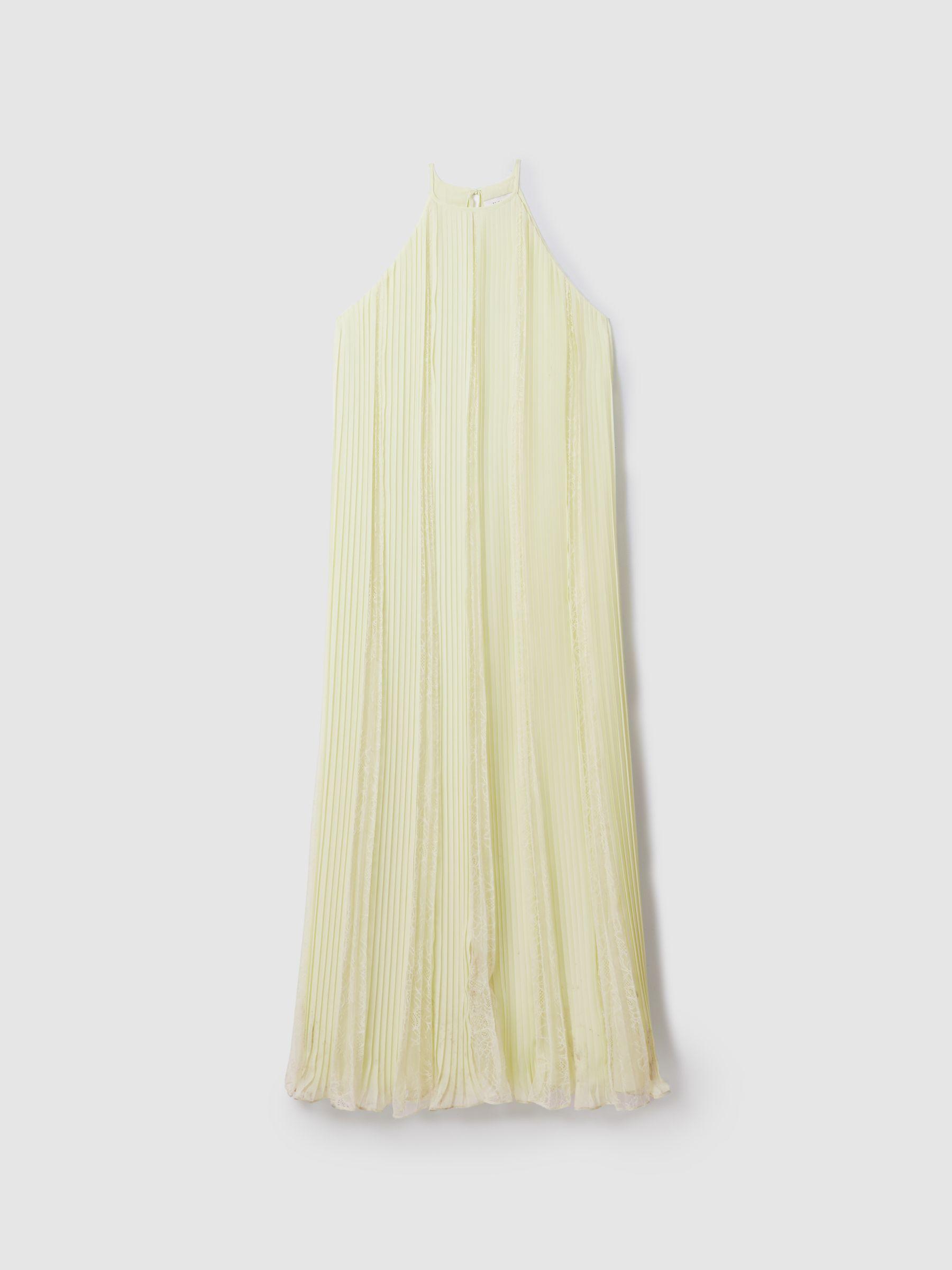 Florere Lace Pleated Maxi Dress in Pale Green Product Image