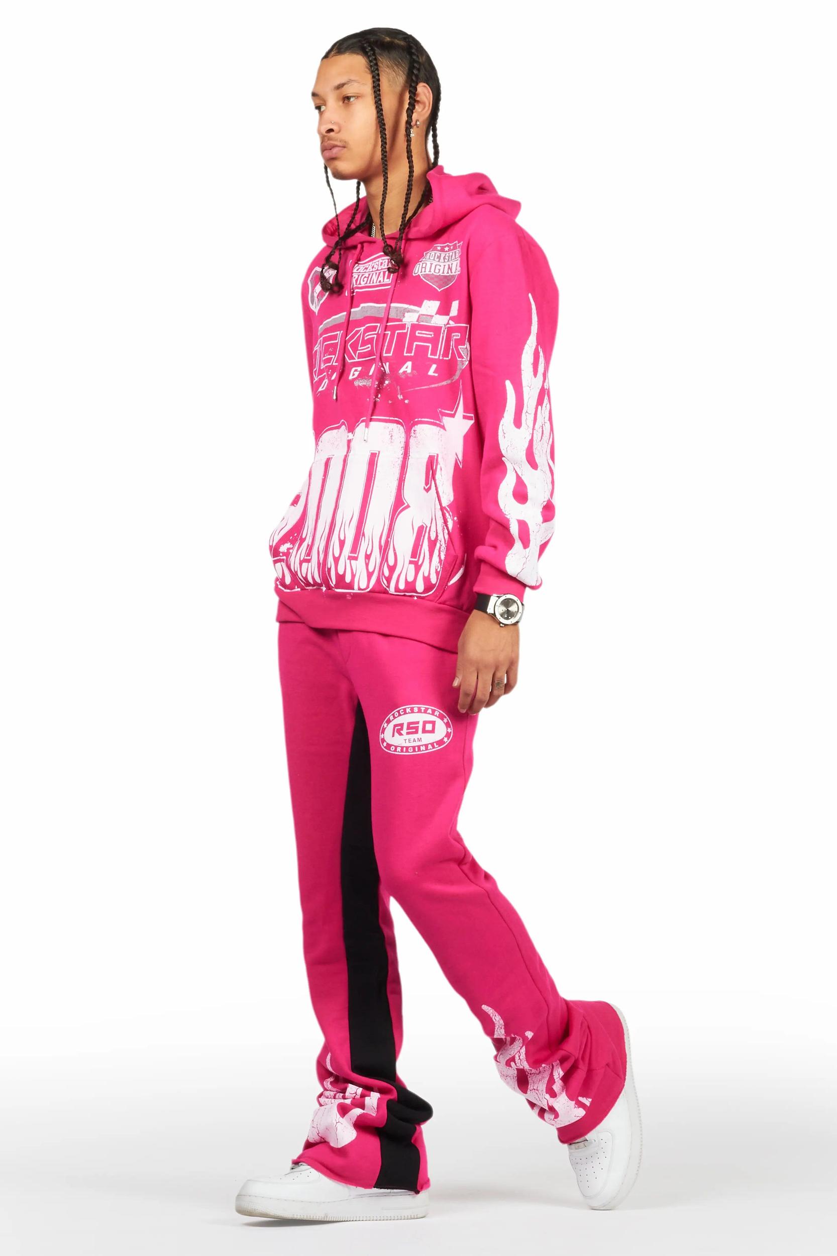Amos Fuchsia Hoodie/Baggy Track Pant Set Male Product Image