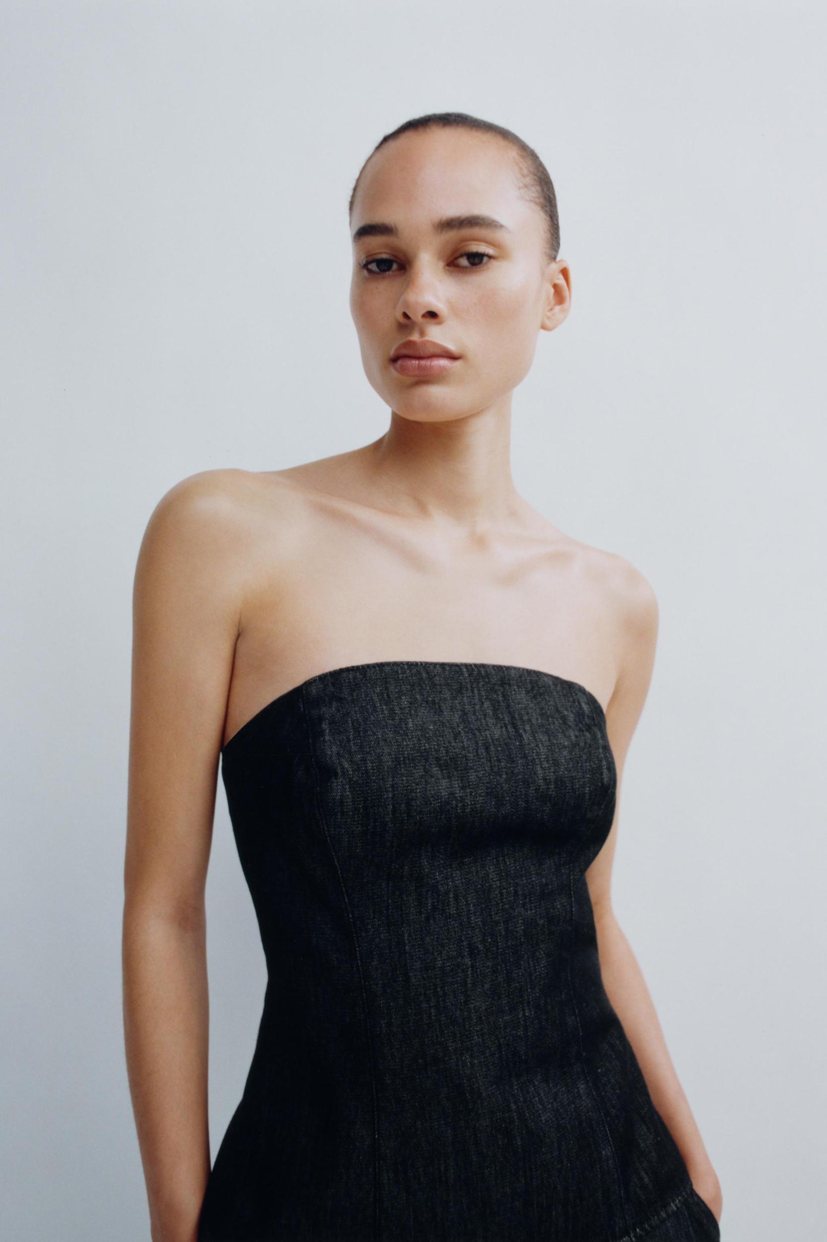 TRF DENIM BANDEAU TOP Product Image