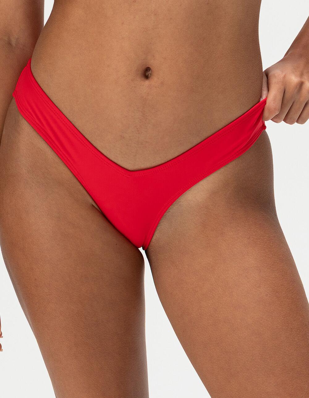 FULL TILT V-Leg Moderate Bikini Bottoms - RED Product Image