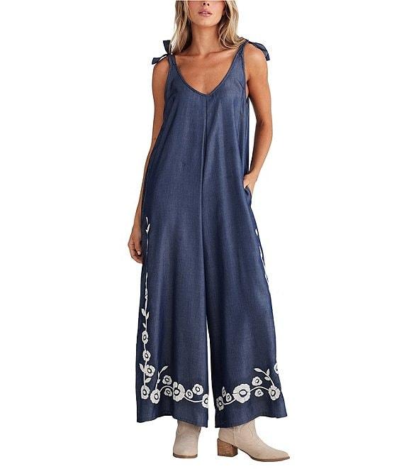Talisman Temple Floral V-Neck Sleeveless Wide Leg Jumpsuit Product Image