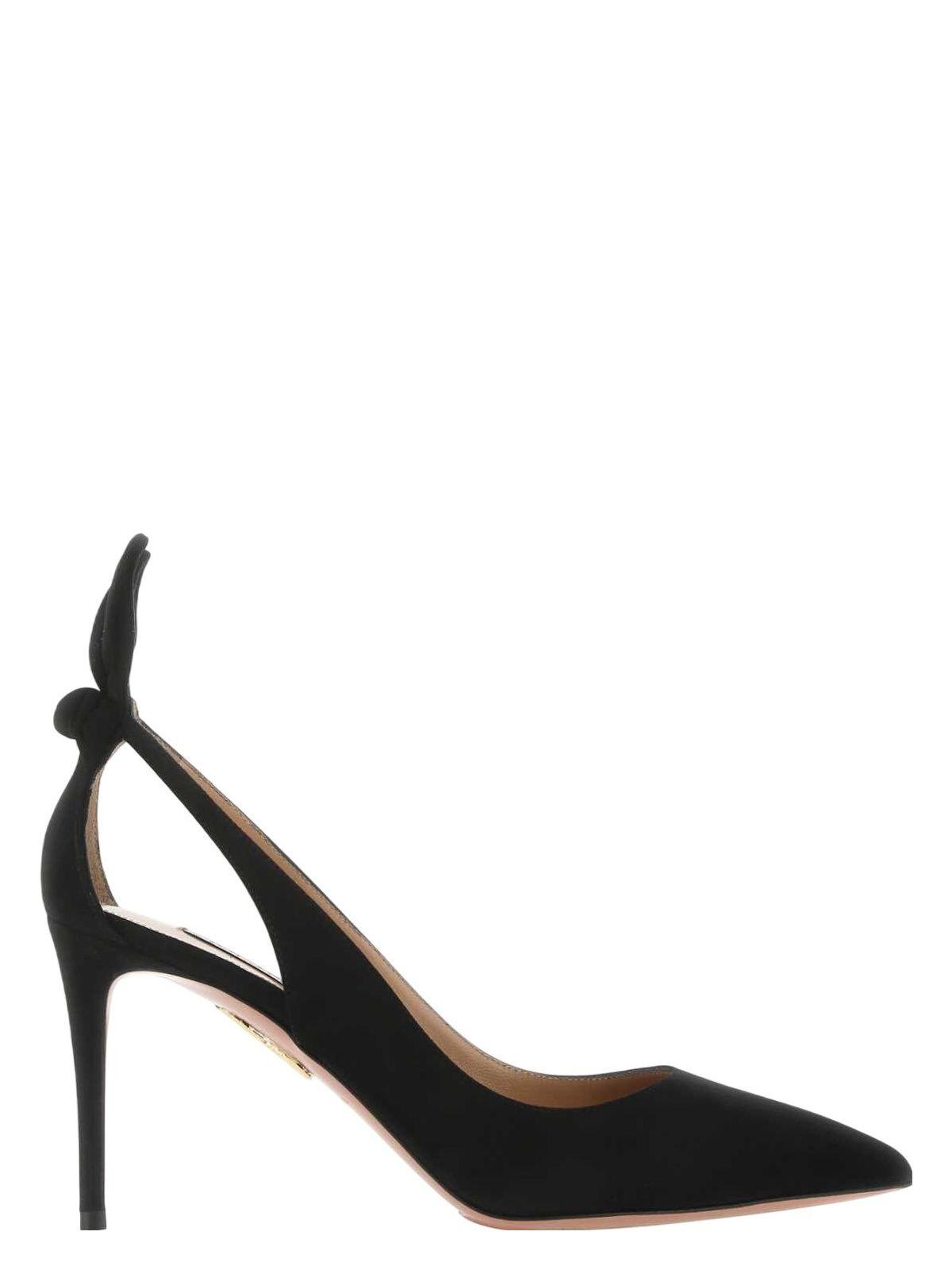 AQUAZZURA Bow Tie 85 Suede Pumps In Black Product Image