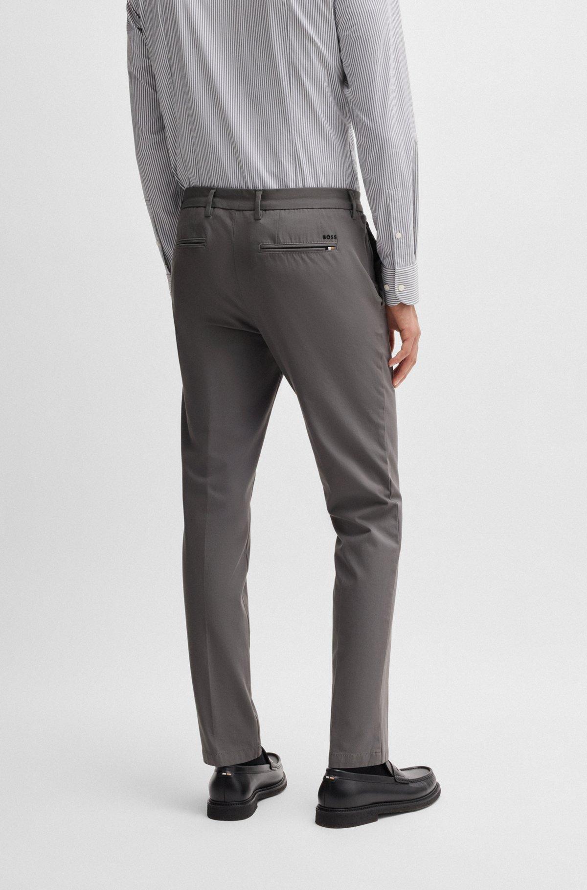 BOSS - Slim-fit trousers in stretch cotton - Dark Grey Product Image