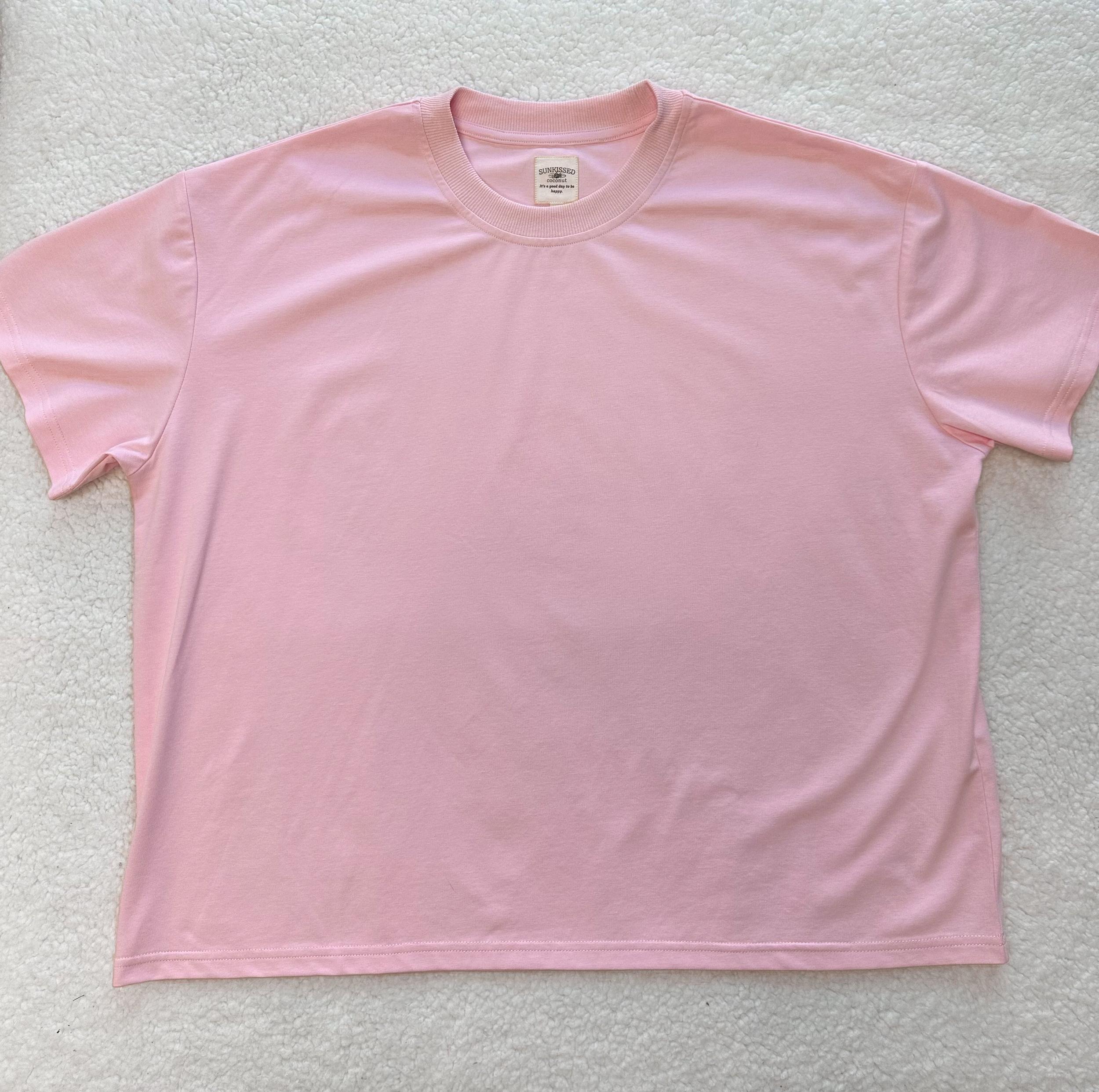 Blair Pink Basic Slightly Cropped Blank Tee Product Image