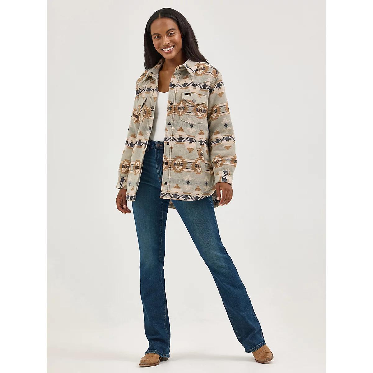 Women's Wrangler Quilt Lined Jacquard Shacket | Women's JACKETS & OUTERWEAR | Wrangler® Product Image