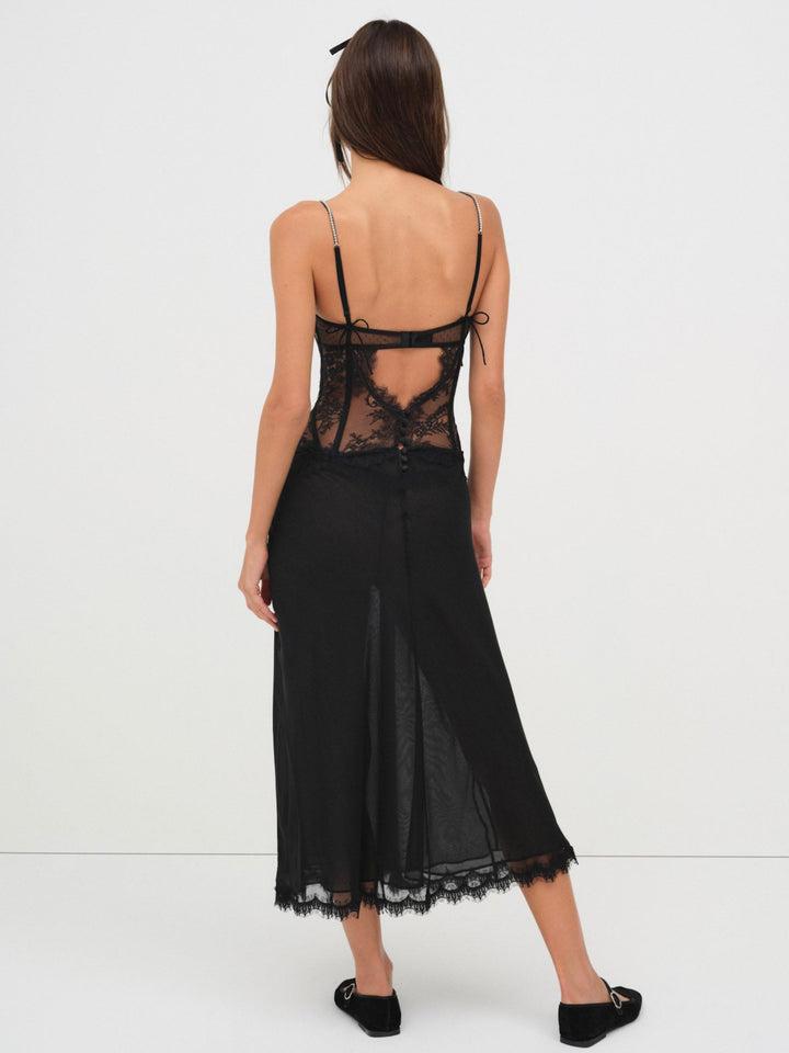 Sharon Maxi Slip Dress — Black Product Image