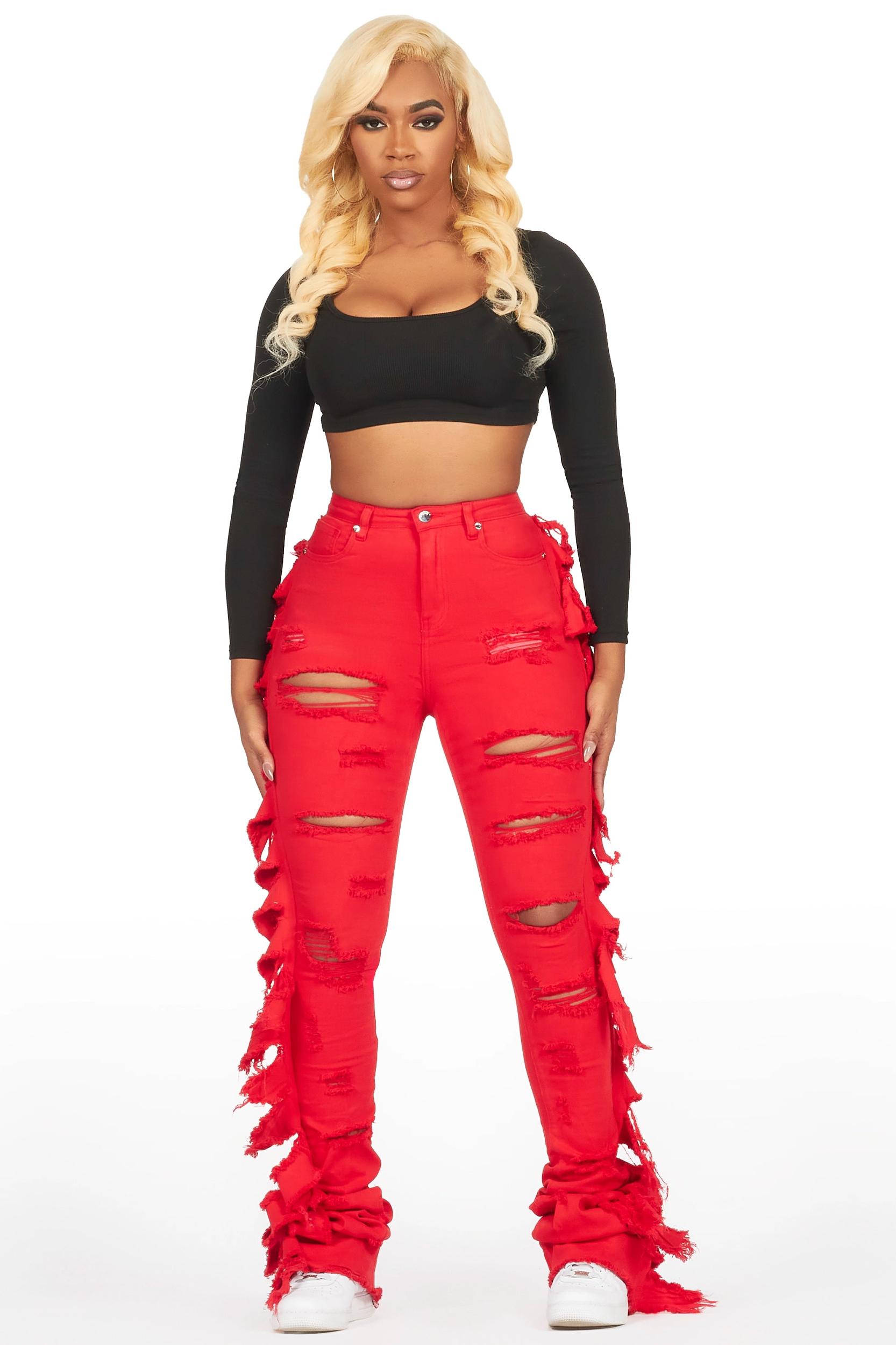 Cataleya Red Super Stacked Jean Female Product Image